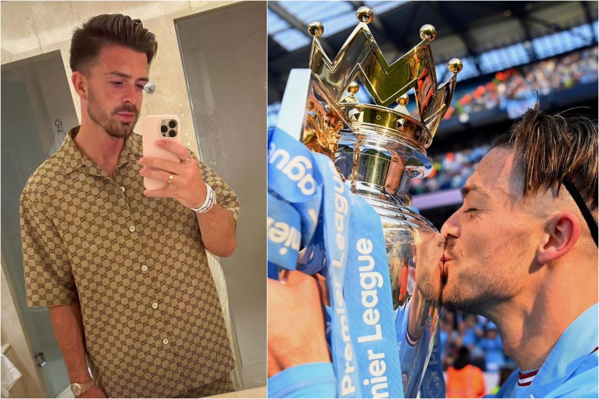 Un montaje con imágenes de Jack Grealish.