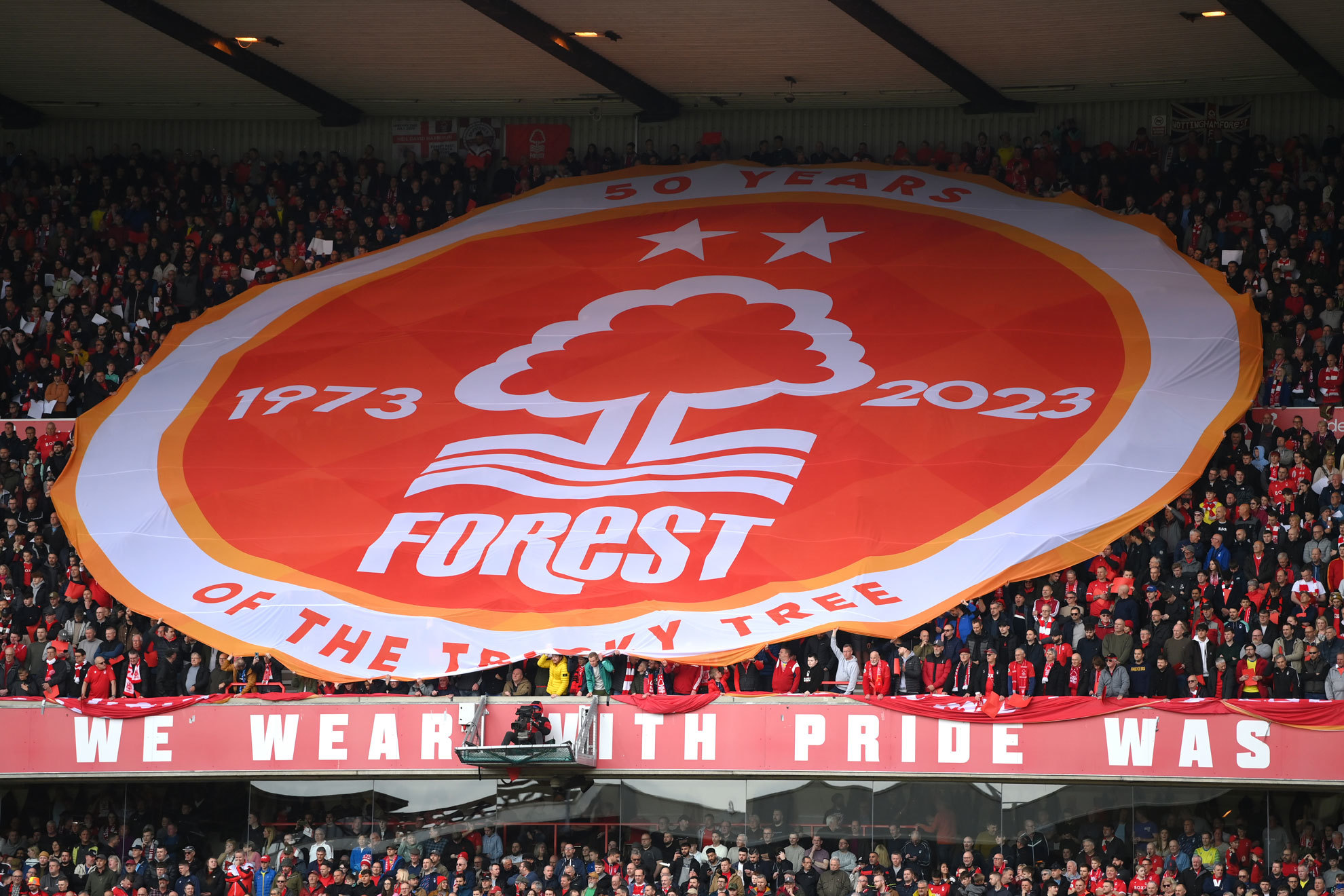 Tifo en el estadio del Nottingham Forest.