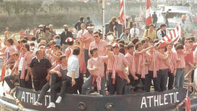 La última vez que salió La Gabarra, tras ganar el doblete en 1984