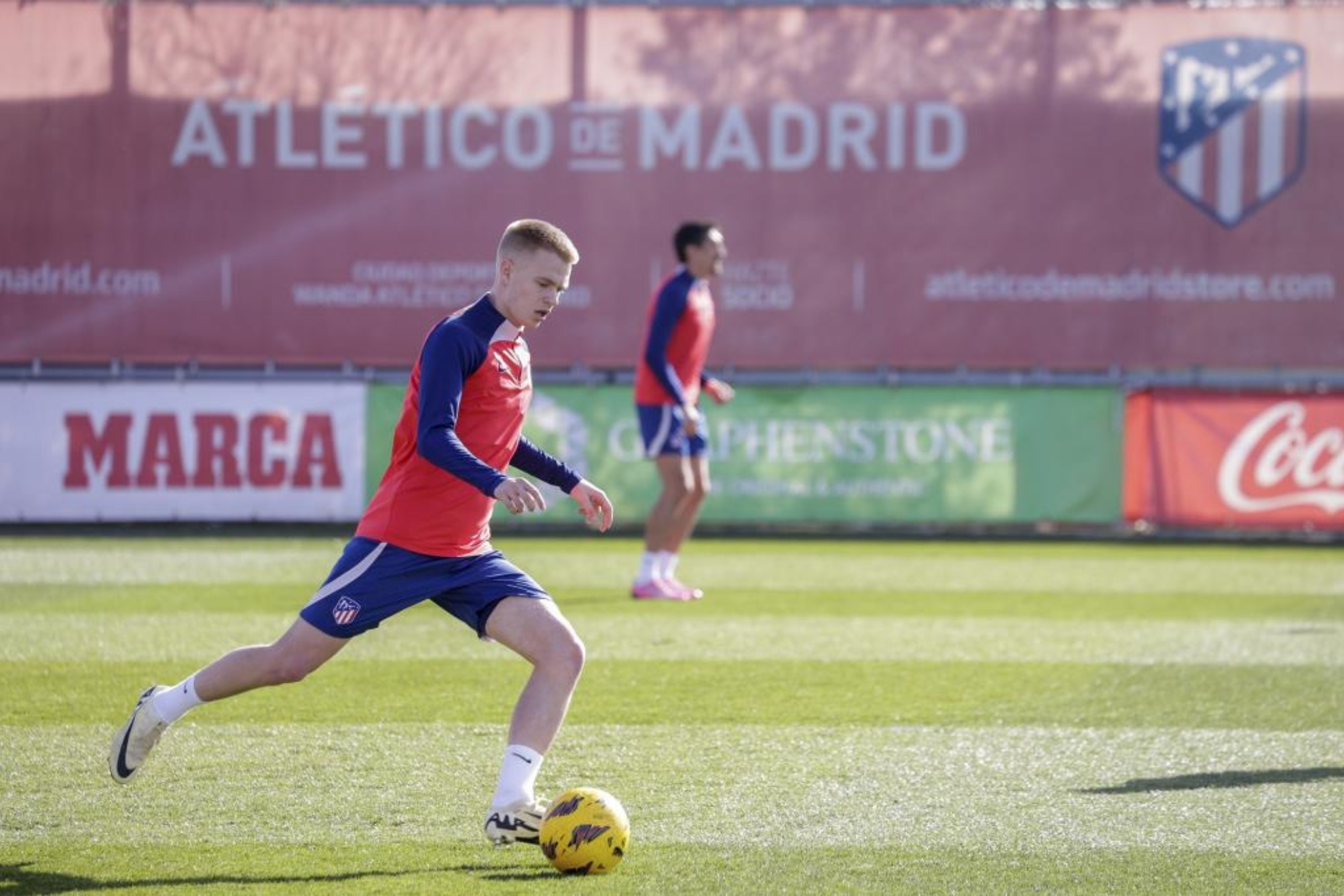 Vermeeren, en un entrenamiento del Atlético.
