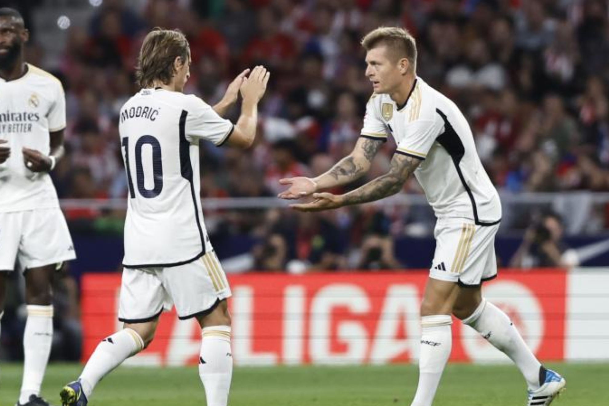 Kroos y Modric, durante el partido del Metropolitano de Liga este curso.