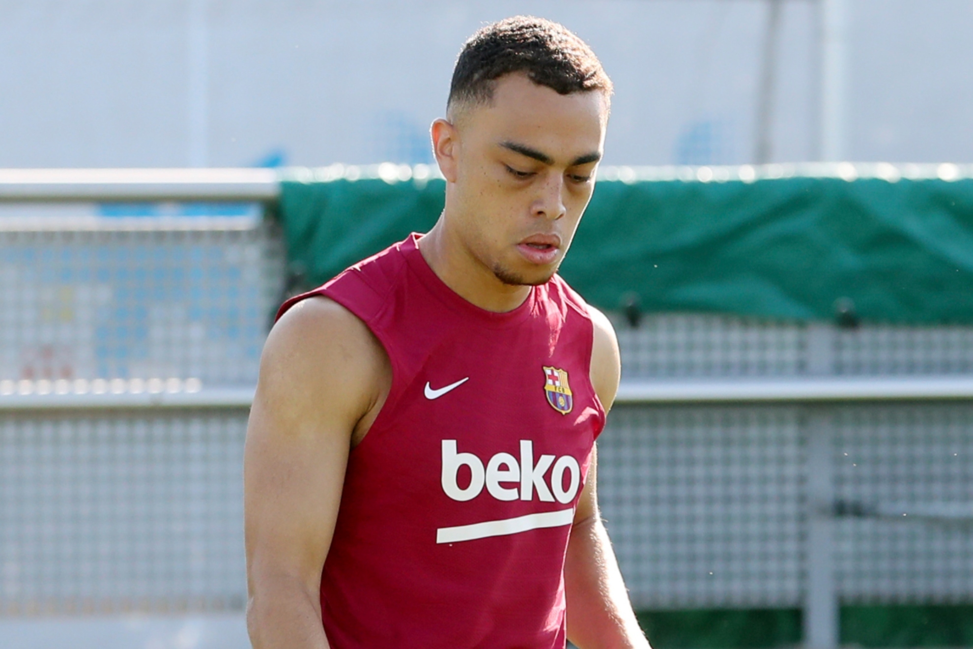 Sergiño Dest, en un entrenamiento del Barcelona.
