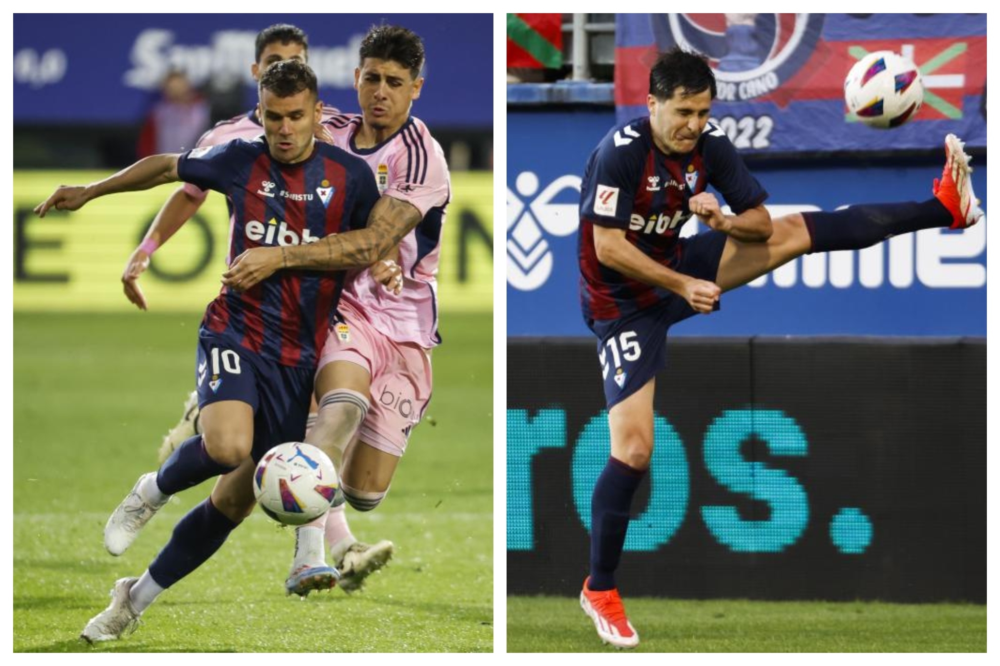Ager Aketxe y Álvaro Tejero, durante el partido de 'playoffs' ante el Oviedo