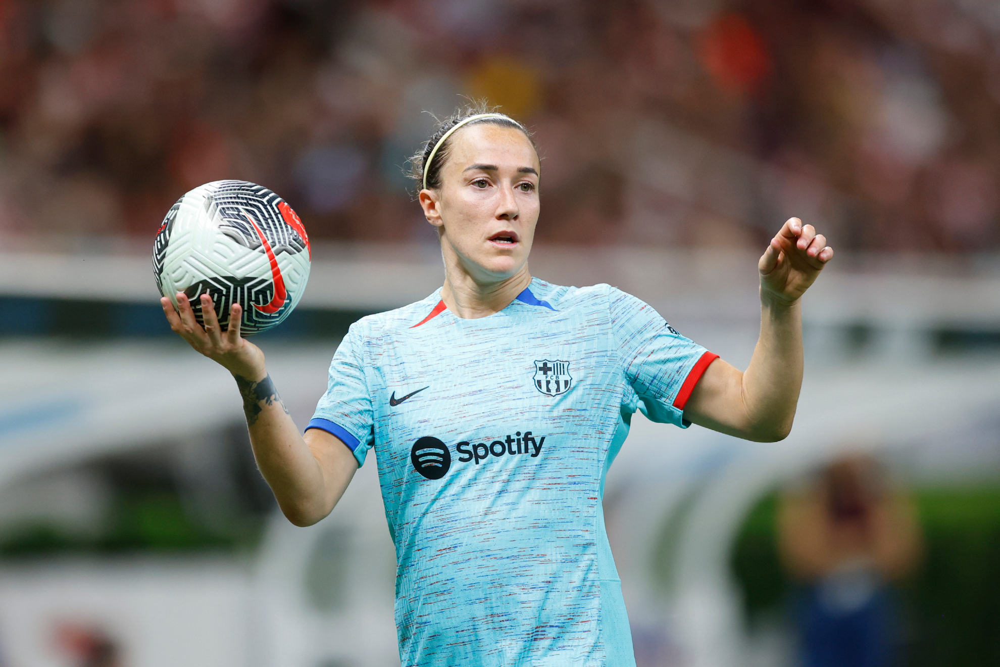 Lucy Bronze, durante un partido del Barça femenino.