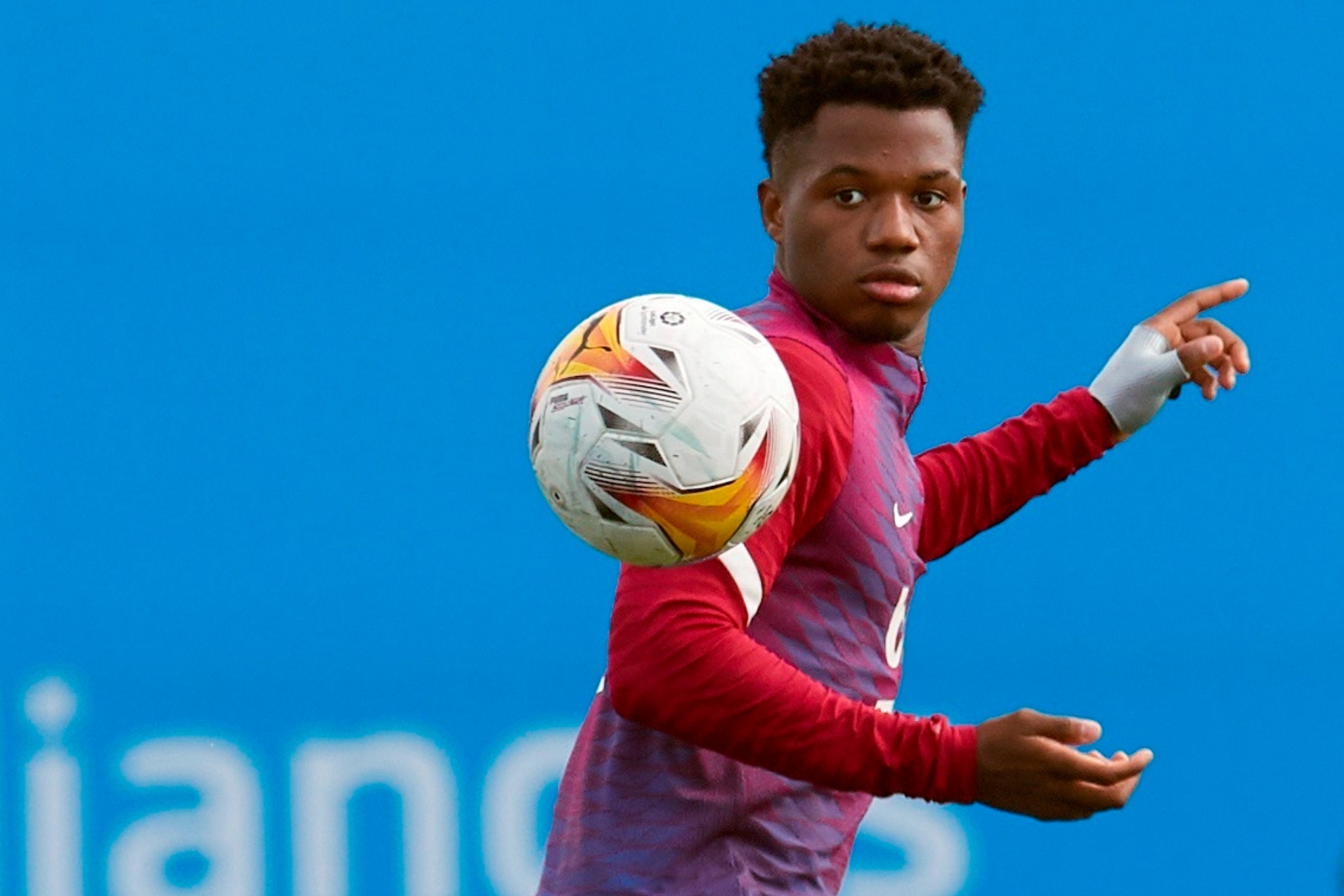 Ansu Fati, en un entrenamiento.