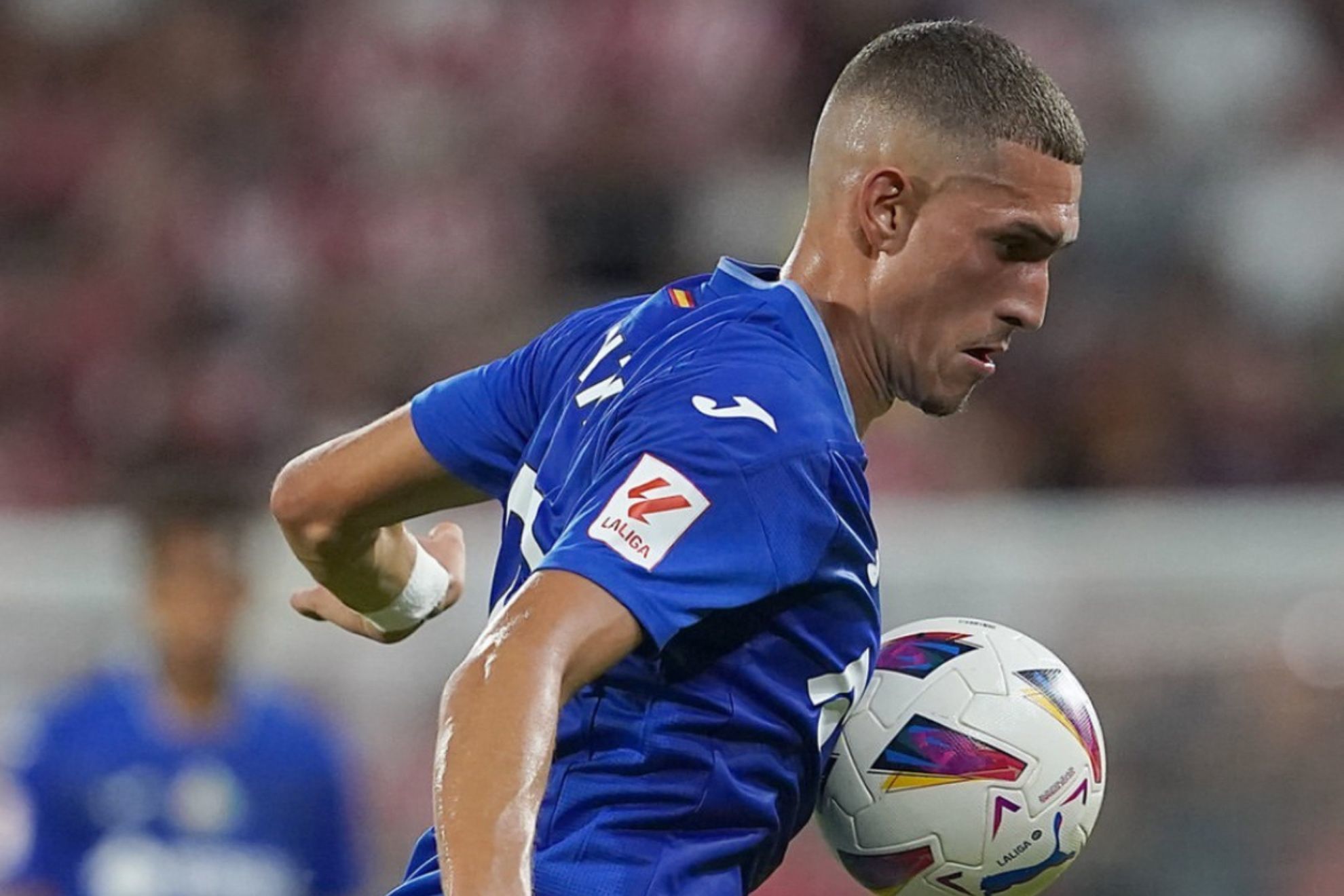 Santi García durante un partido con el Getafe