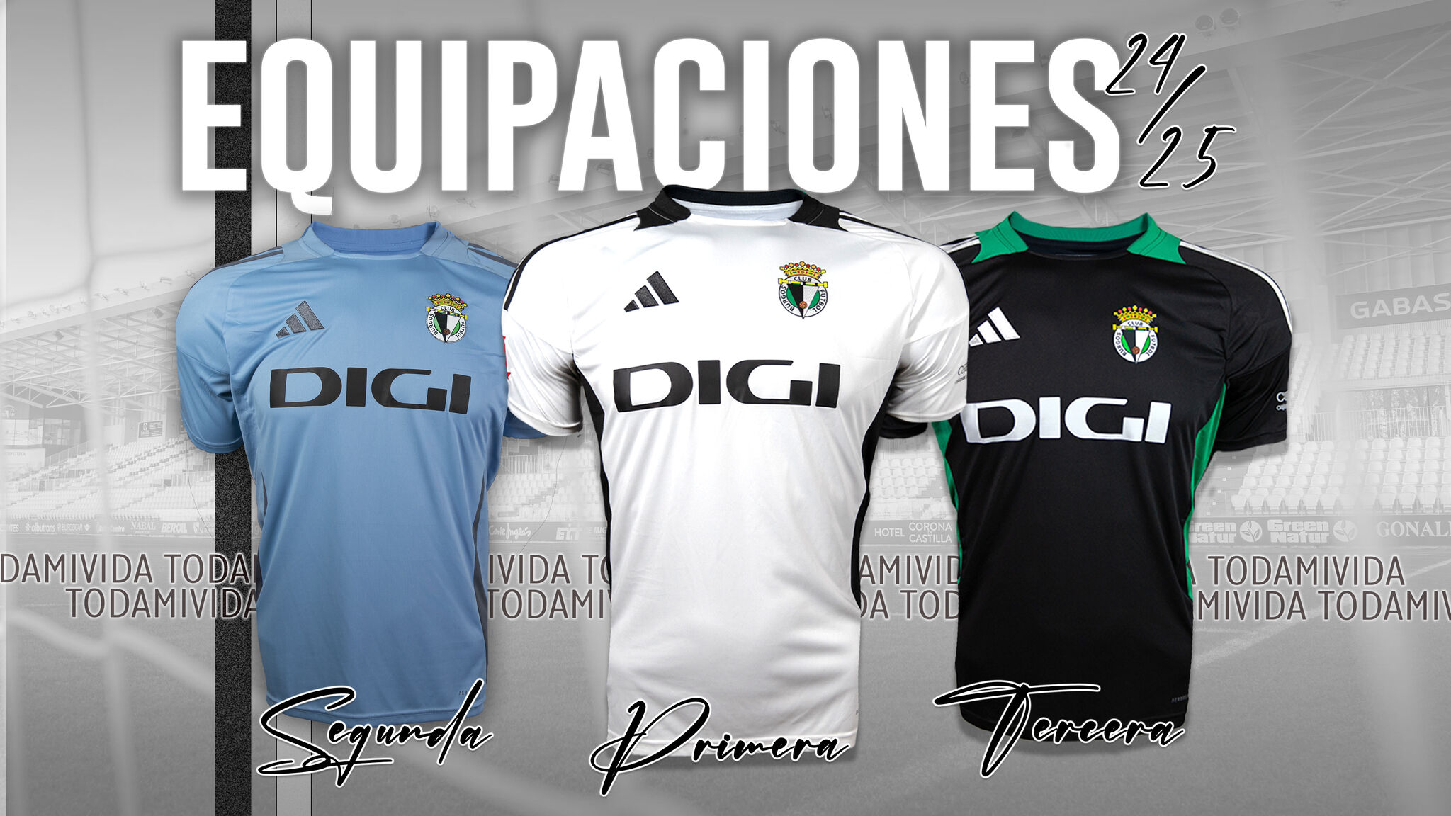 Estas son las tres equipaciones que vestirá el Burgos de Bolo