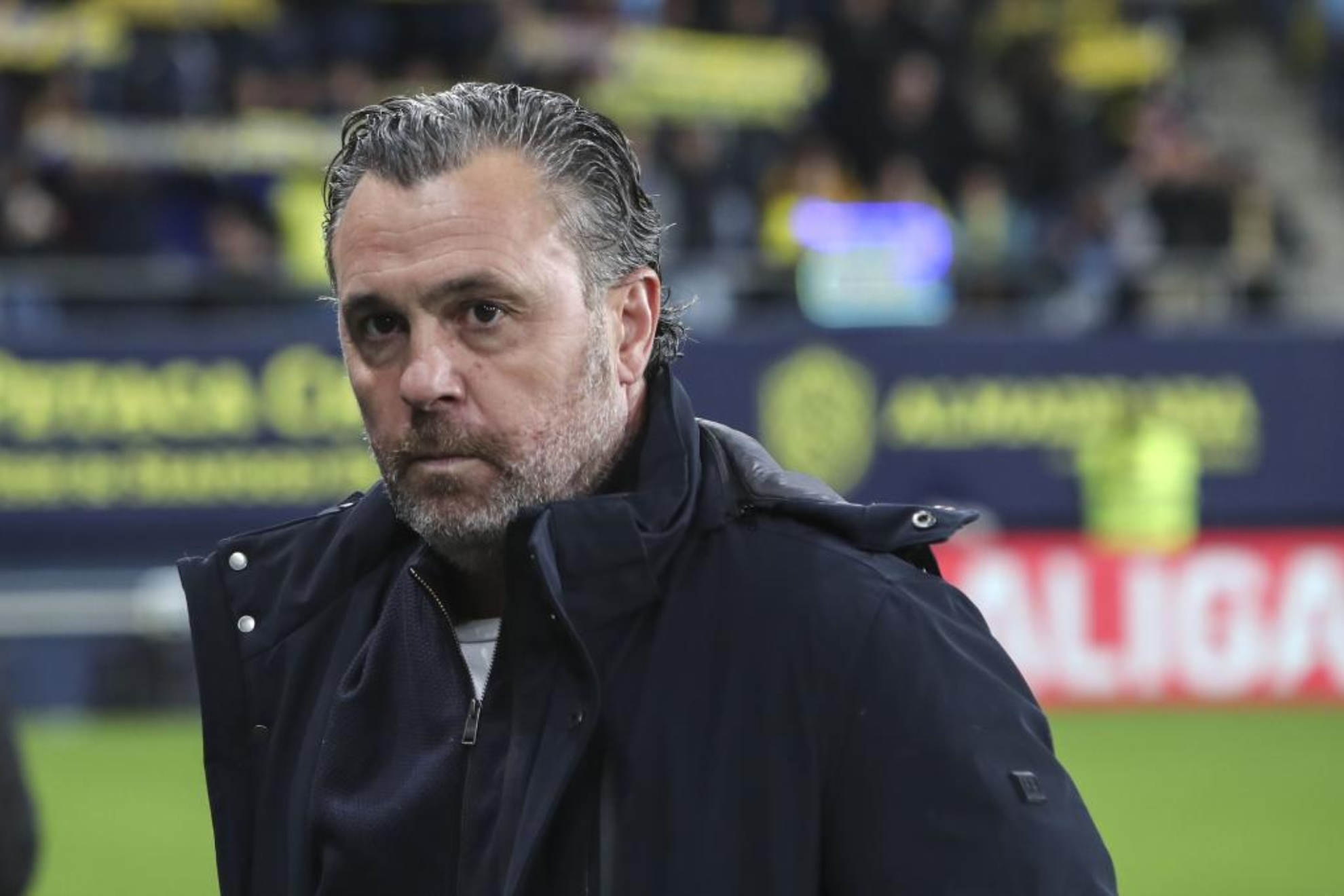 Sergio, con gesto serio, durante un partido del Cádiz.