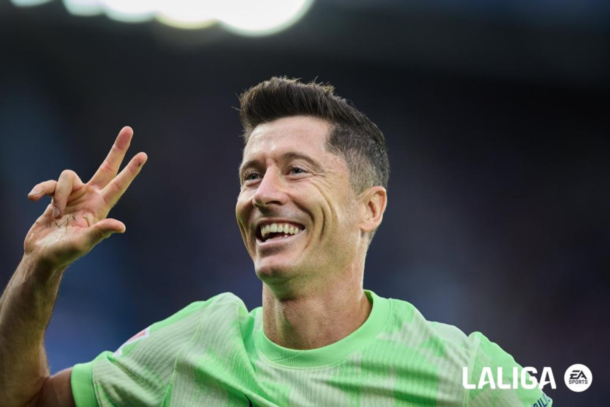Lewandowski celebra un gol la semana pasada contra el Alavés.
