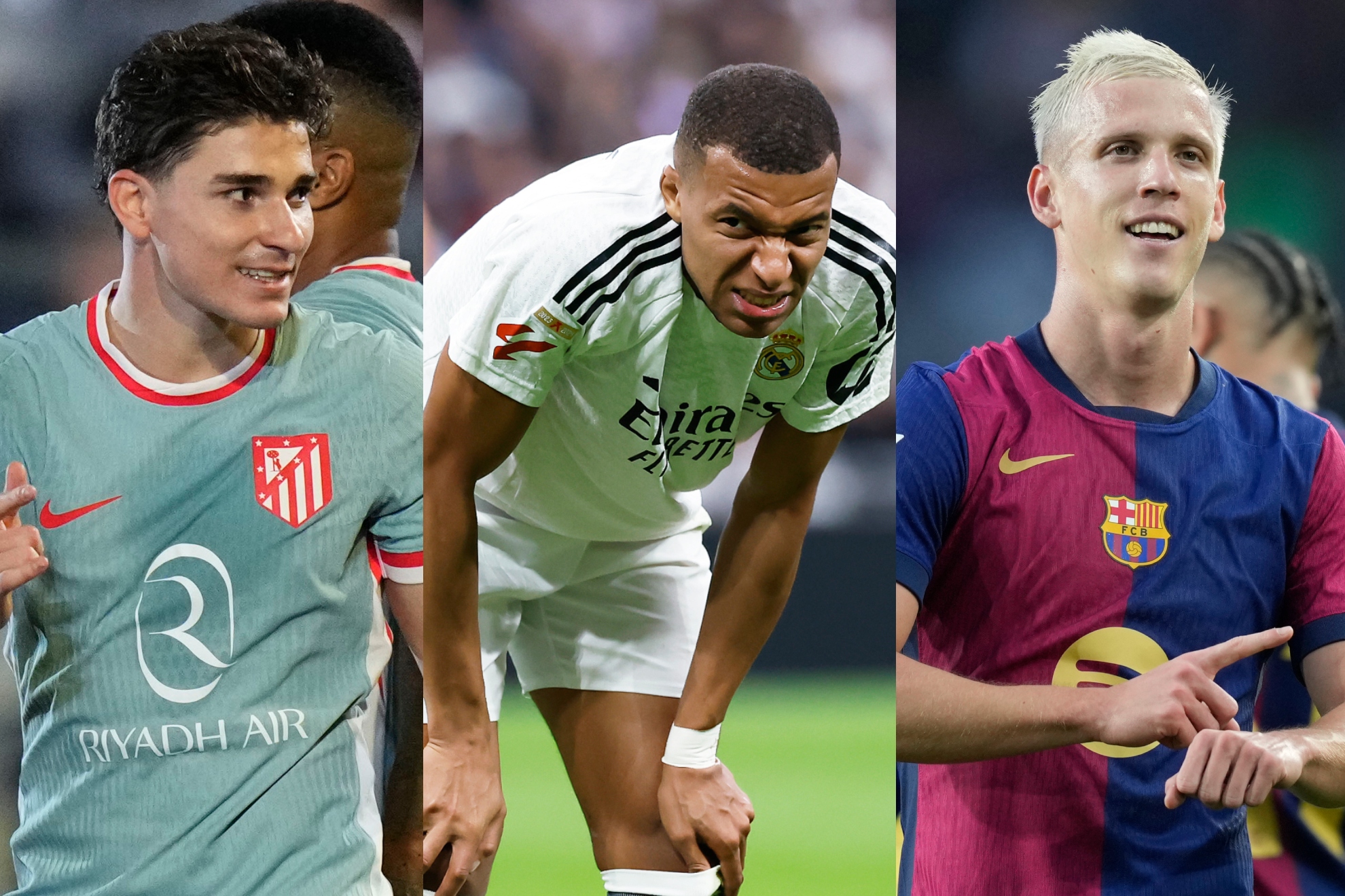 Julián Alvarez, Kylian Mbappé y Dani Olmo.