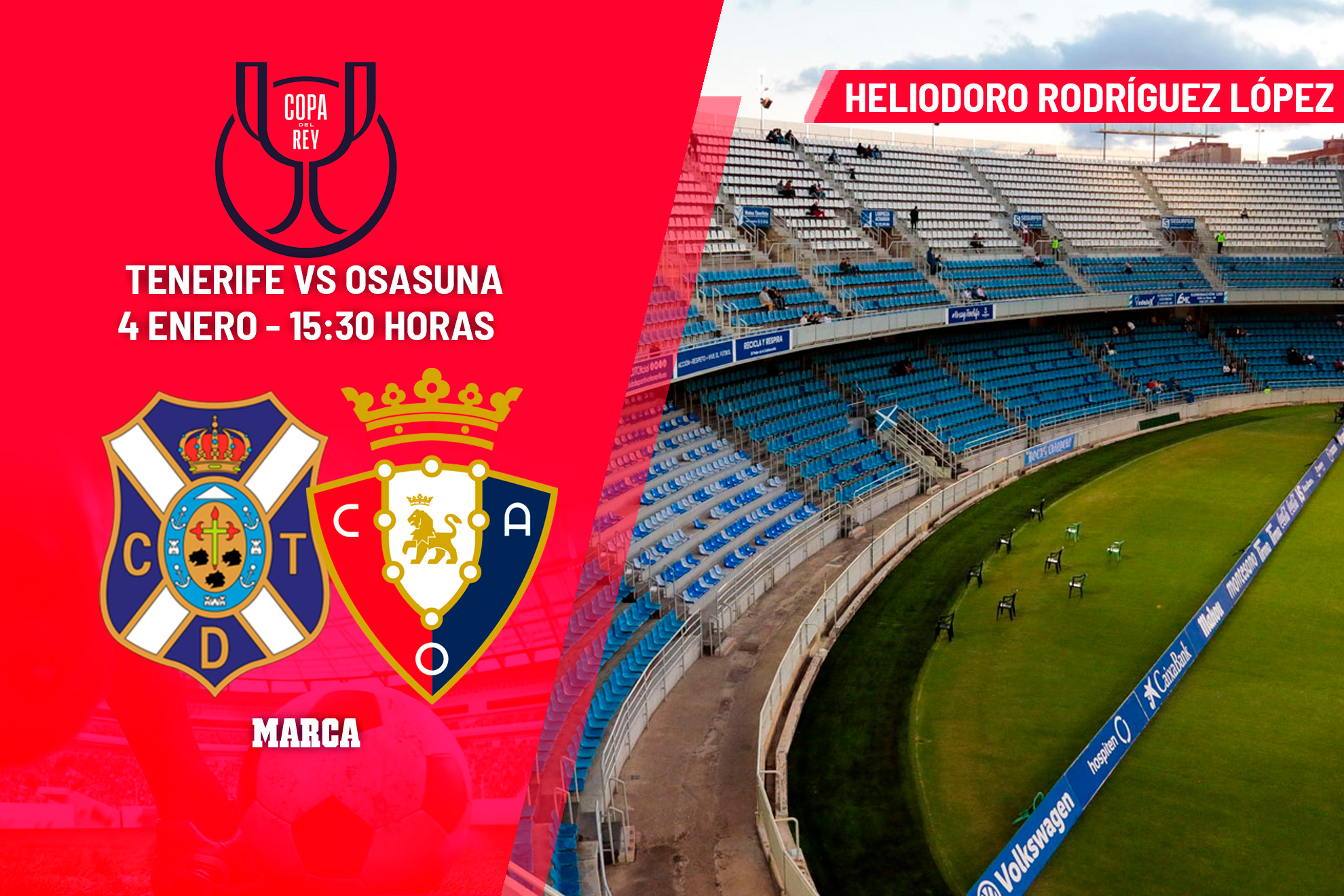 Tenerife - Osasuna: horario y dónde ver el partido de Copa del Rey