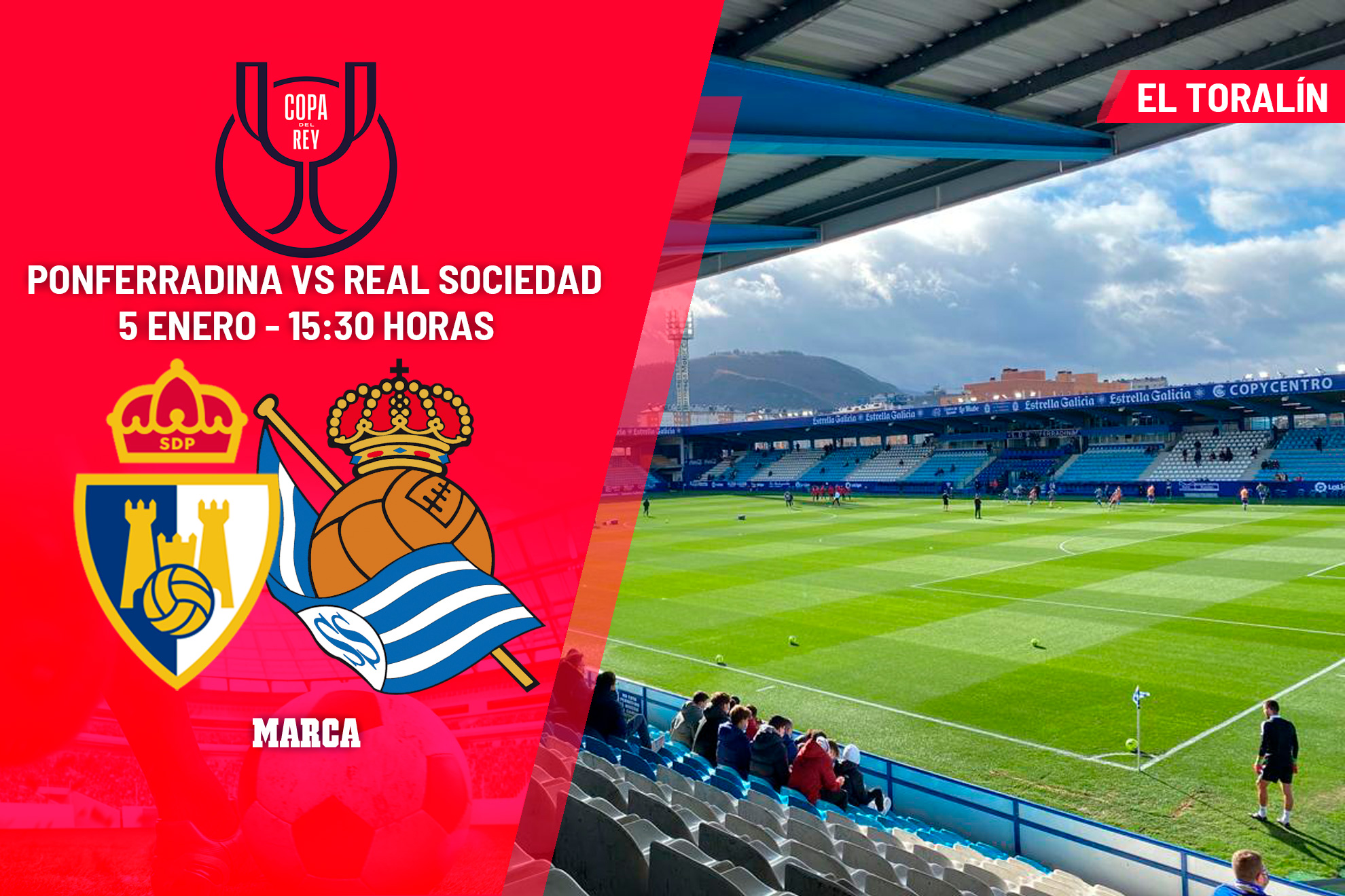Ponferradina - Real Sociedad: horario y dónde ver el partido de Copa del Rey