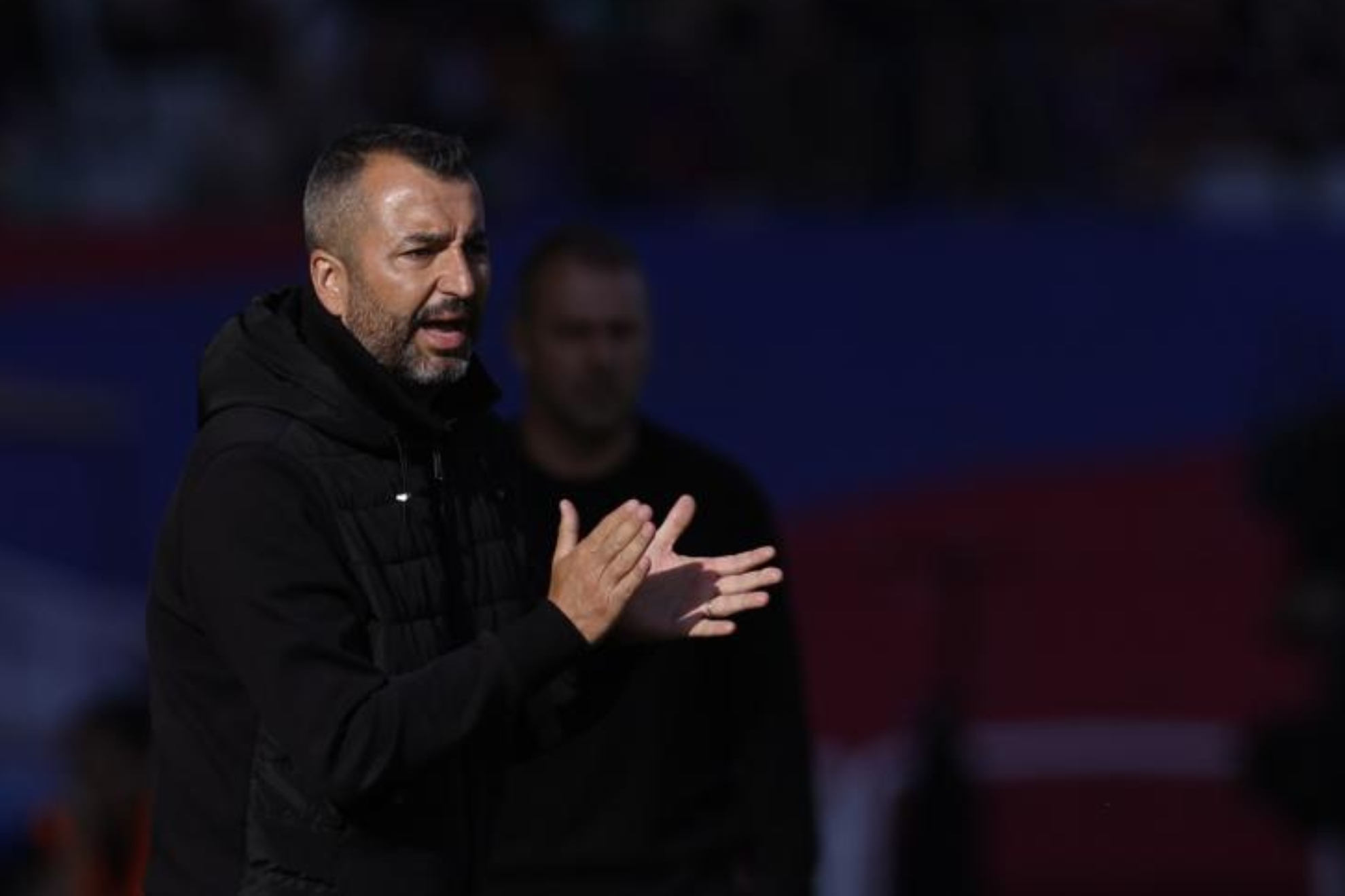 Diego Martínez, entrenador de Las Palmas, en un encuentro con la UD.