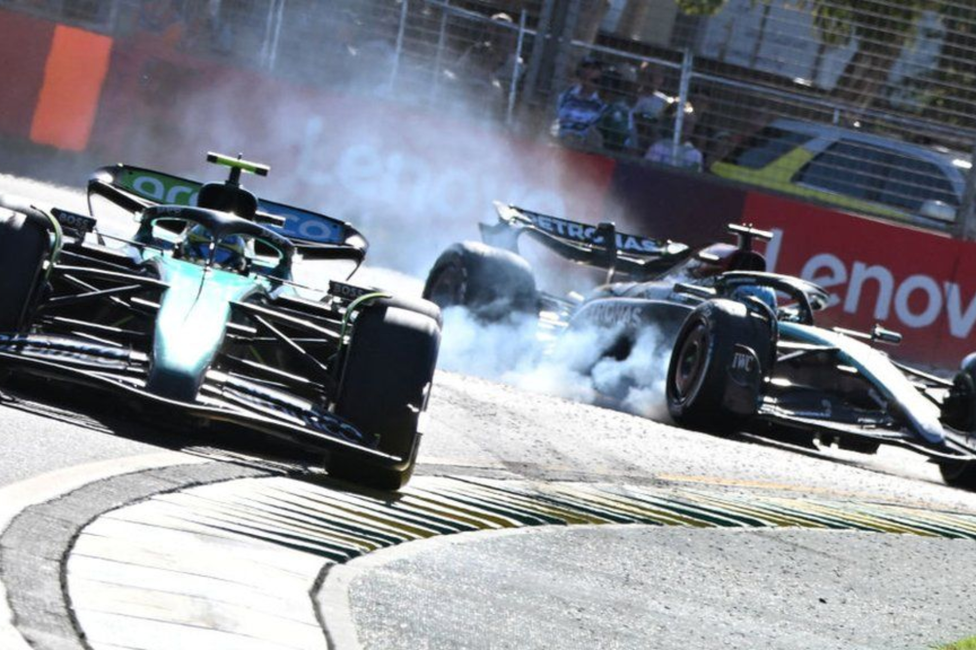 Incidente entre Russell y Alonso durante el GP de Australia 2024.