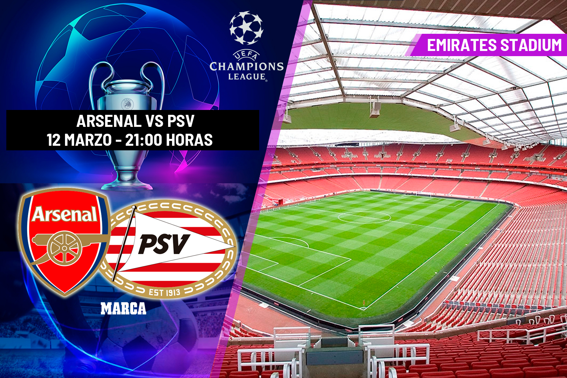 Arsenal - PSV: a qué hora y dónde ver hoy en TV el partido de Champions ...