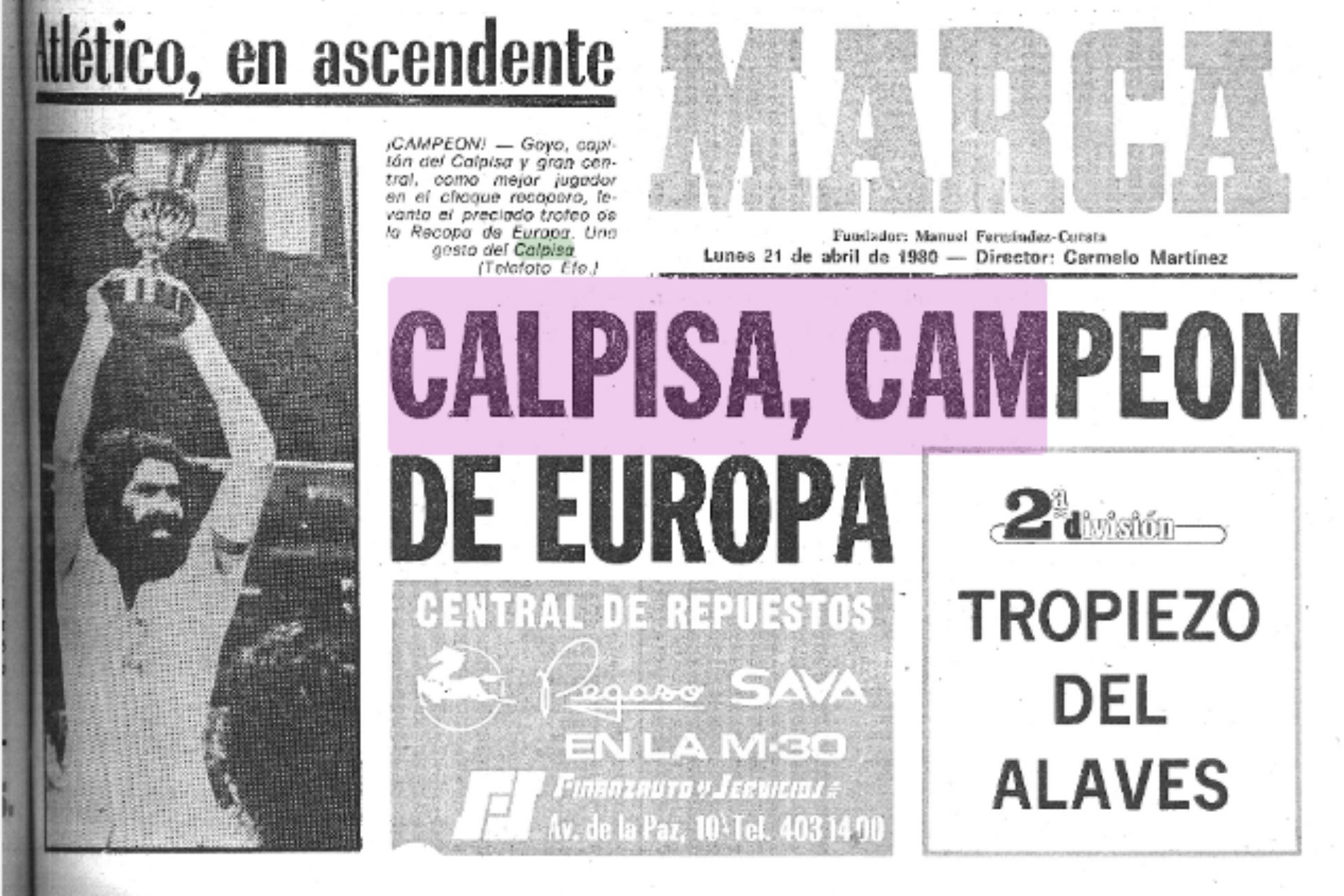 La Recopa del Calpisa, en la portada de MARCA.