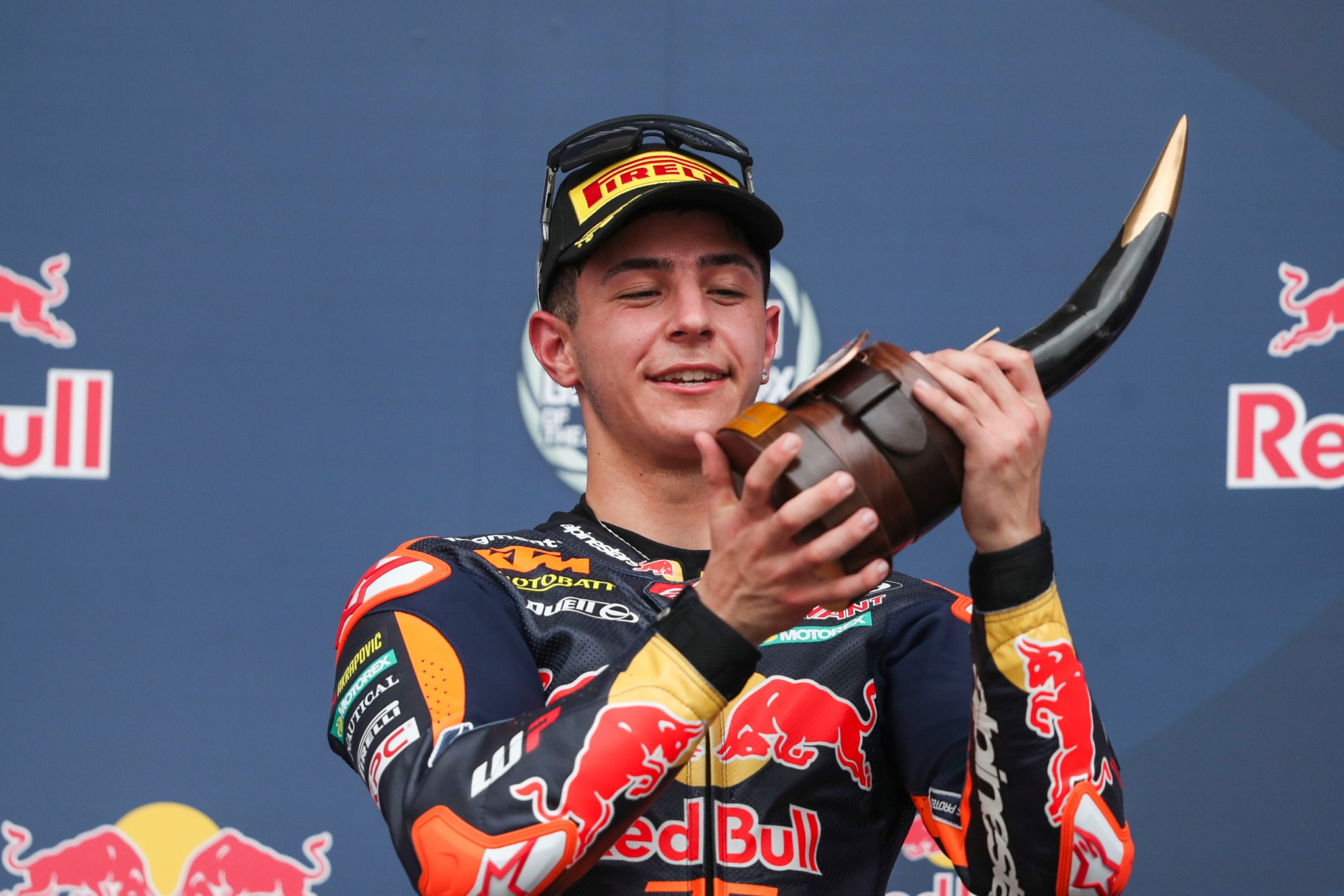 Rueda, en el podio de Austin. RED BULL