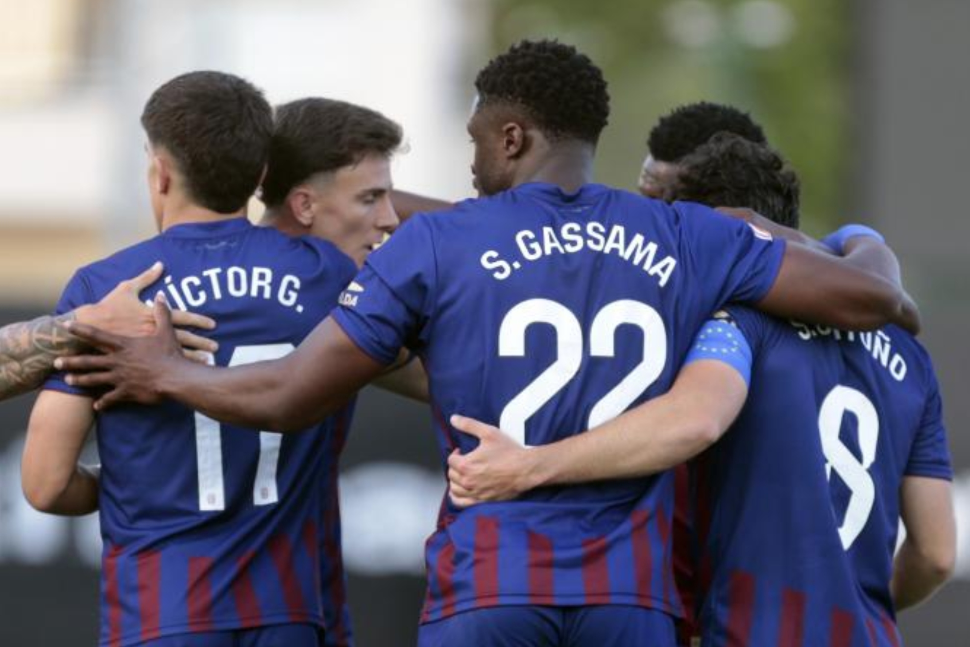 Gassama celebra el gol que marcaron al Málaga.