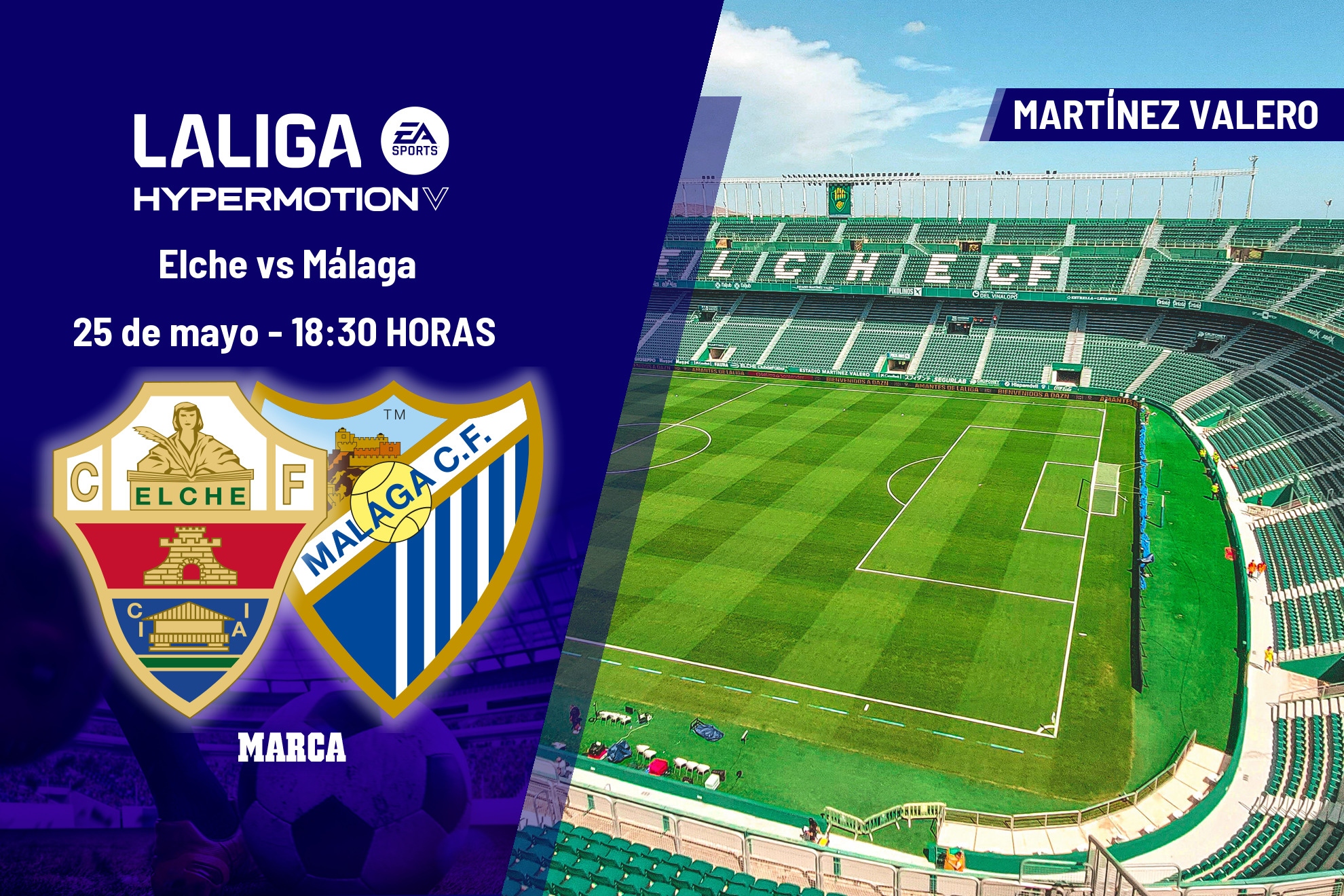 Elche - Málaga: horario y dónde ver el partido de LaLiga Hypermotion
