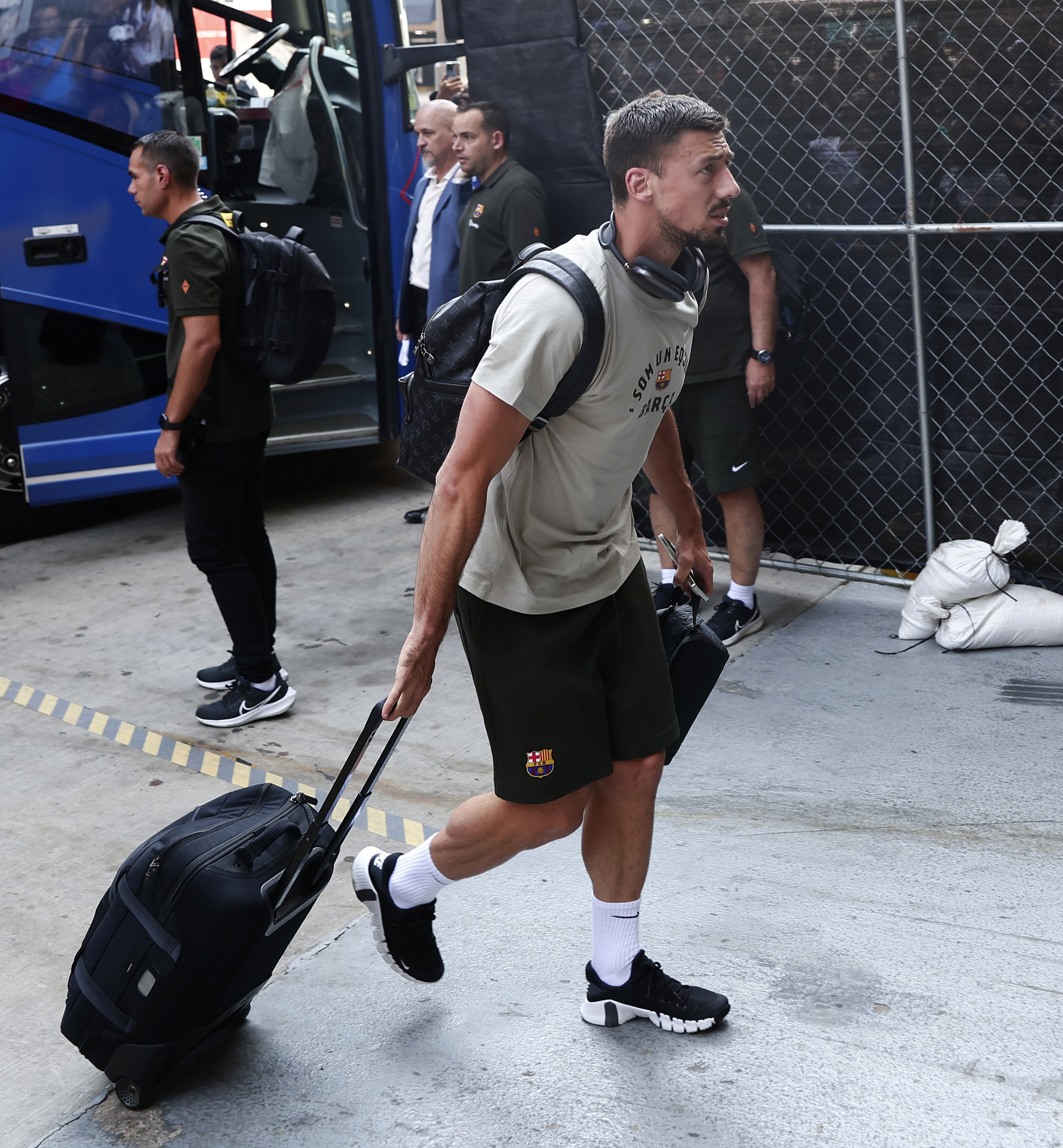 Lenglet, durante una pretemporada con el Barcelona.