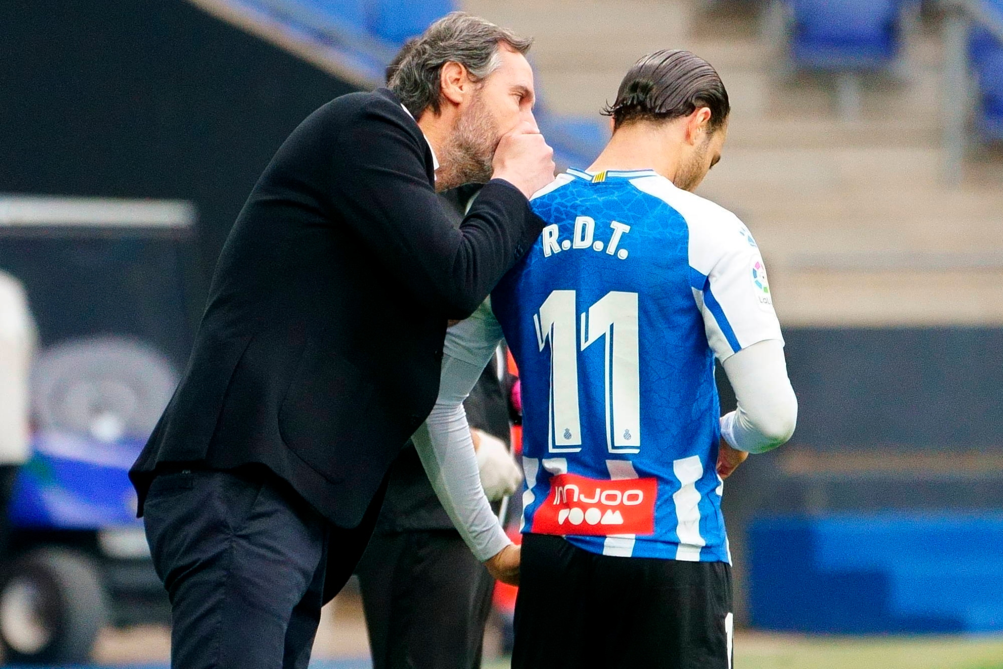 Vicente Moreno y Raúl de Tomás, durante la etapa que los unió en el Espanyol.
