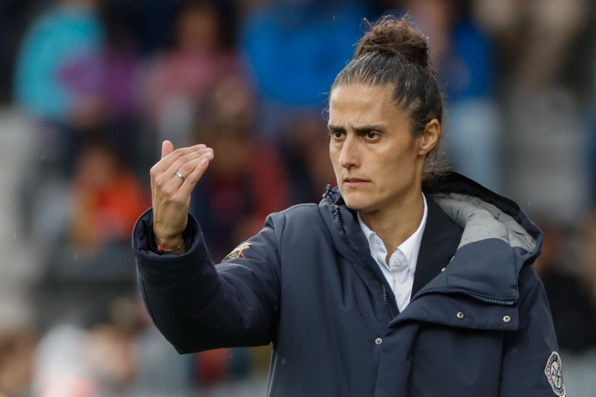 Montse Tomé en el partido ante Bélgica