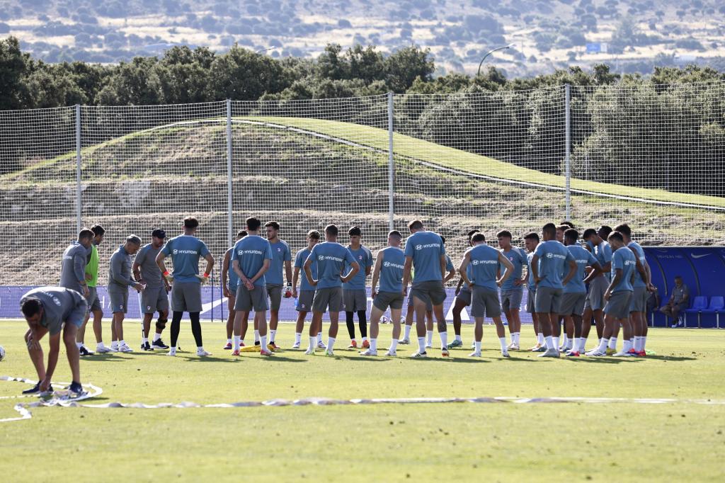 Entrenamiento del Atlético en Los Ángeles de San Rafael durante la temporada pasada.
