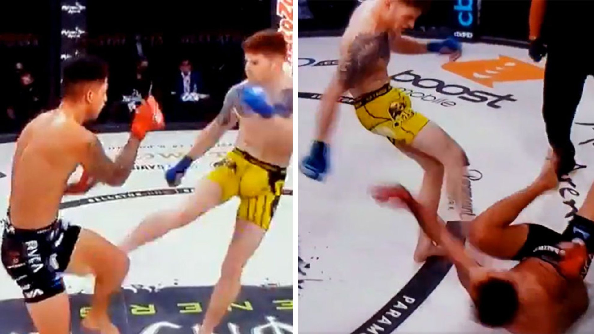 No se ve un K.O. así todos los días en MMA: le bajó al piso... ¡a patadas!