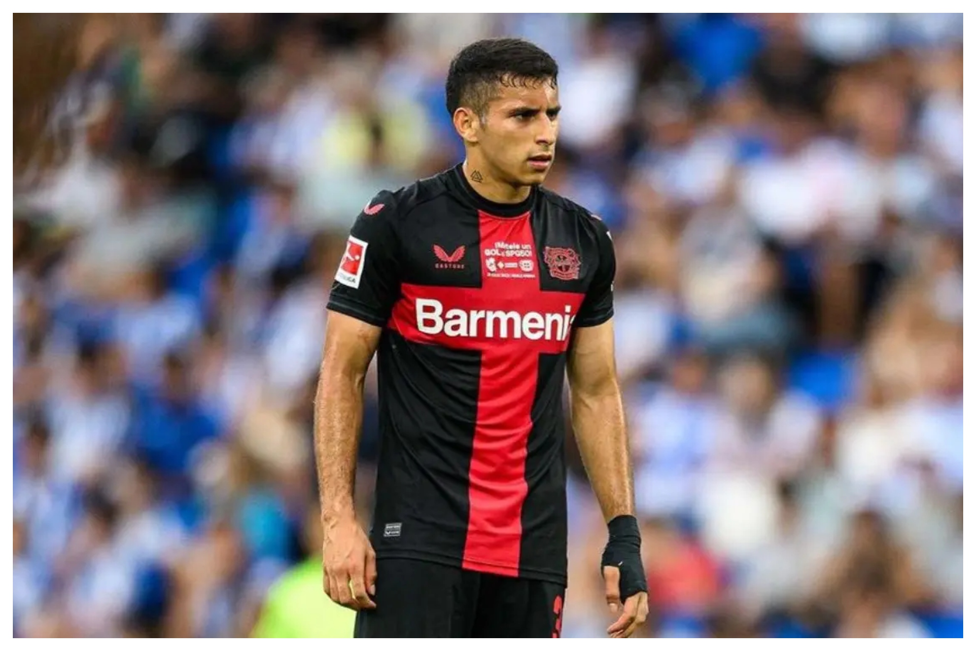 Gustavo Puerta, en un partido con el Bayer Leverkusen