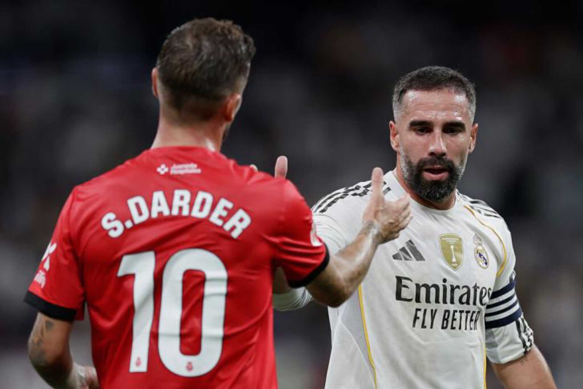 Carvajal saluda a Darder en el Santiago Bernbéu