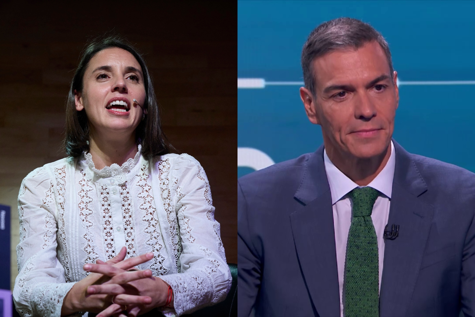 Montaje de Irene Montero y Pedro Sánchez.