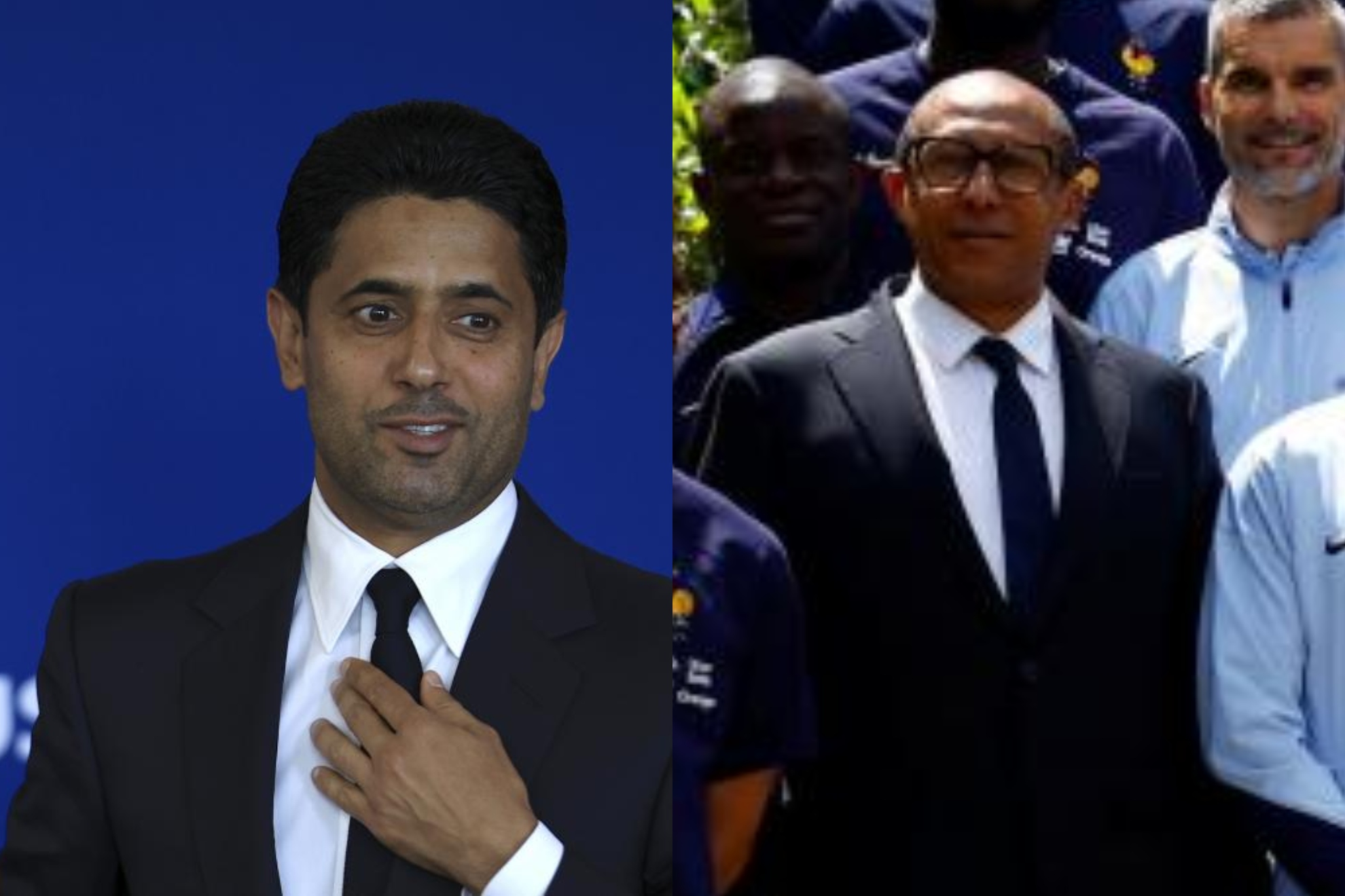 Nasser al-Khelaïfi a la derecha y Philippe Diallo a la izquierda