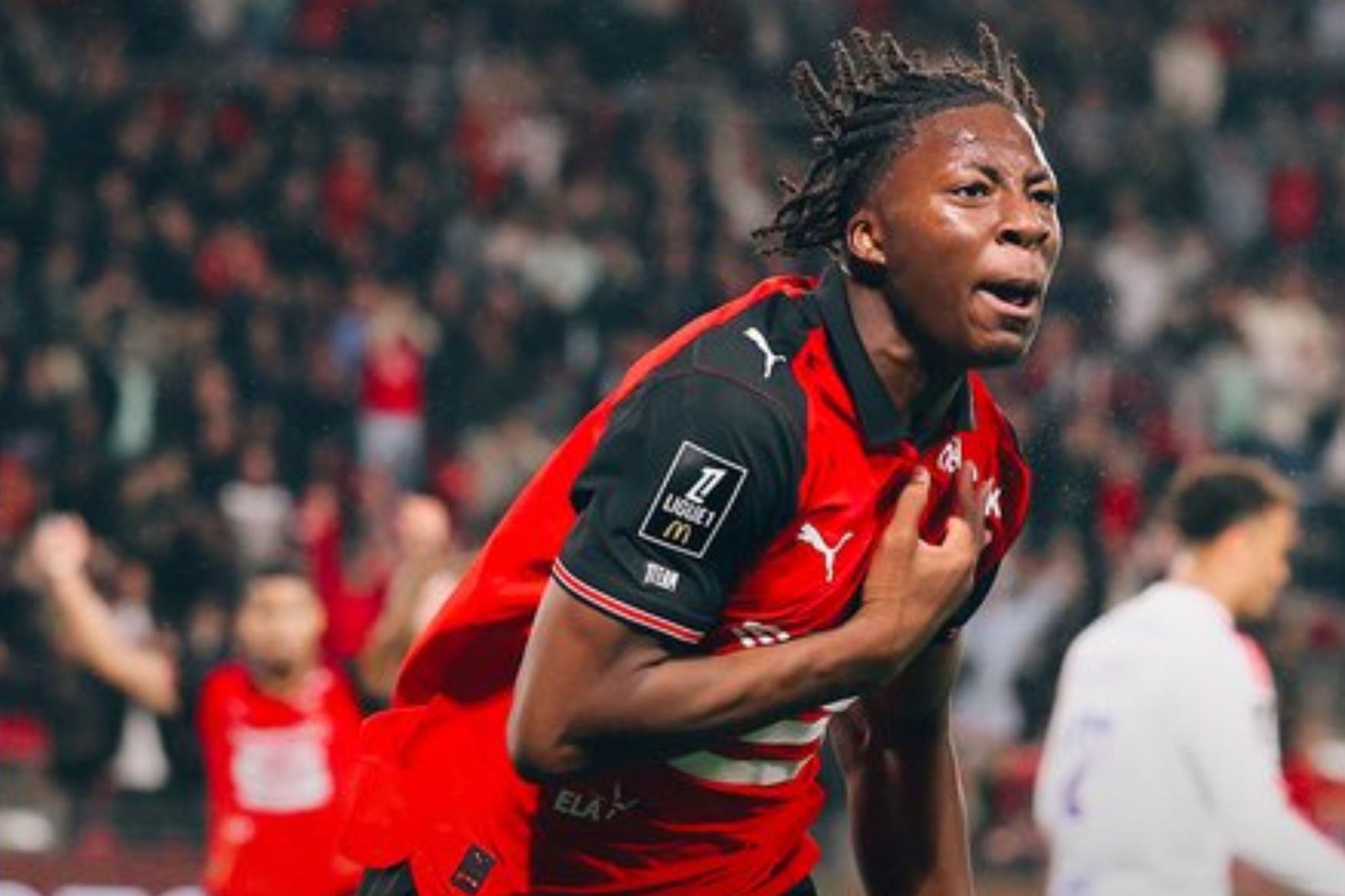 Meite, celebrando el definitivo 3-1 contra el Lyon
