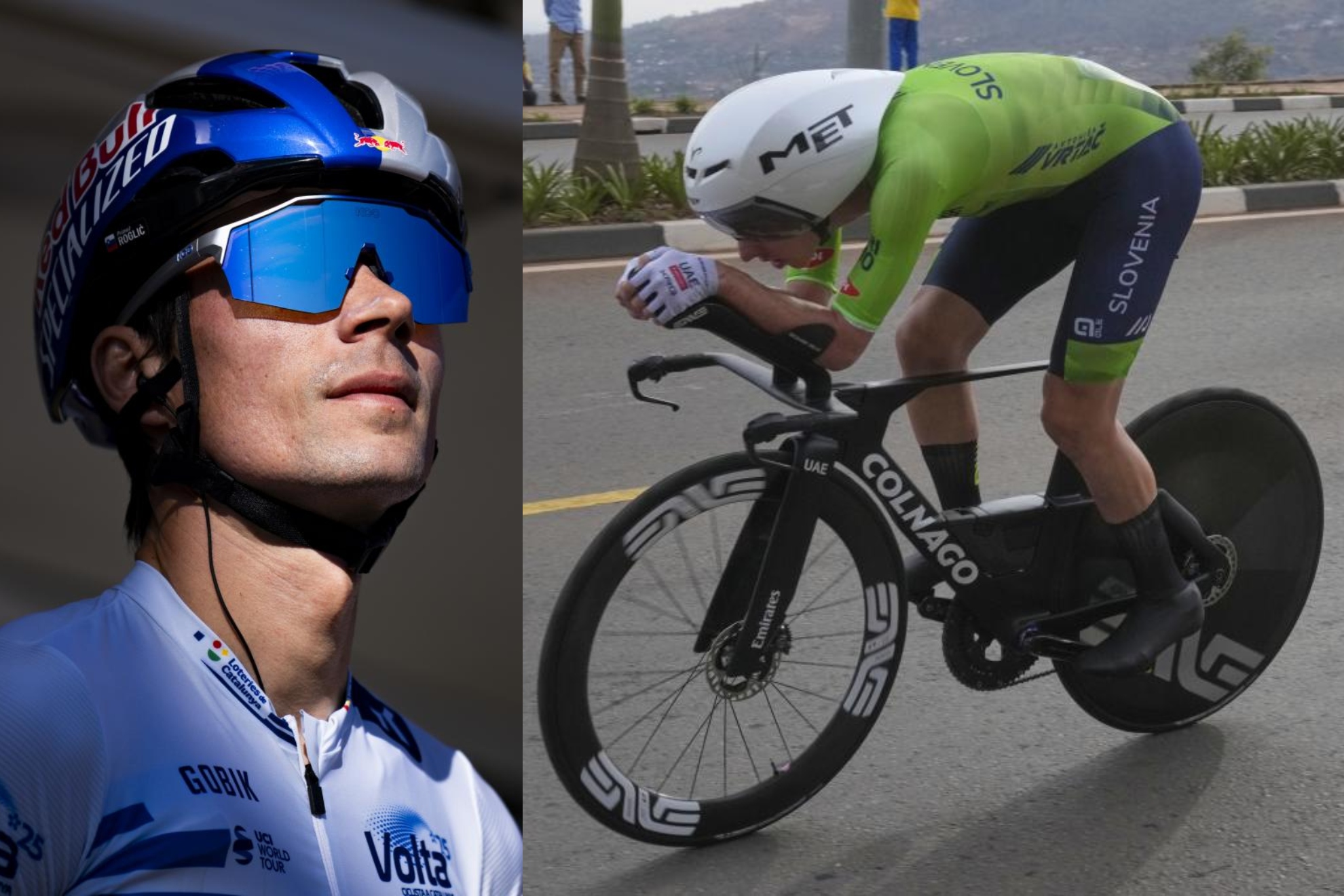Roglic (izquierda) y Tadej Pogacar (derecha).