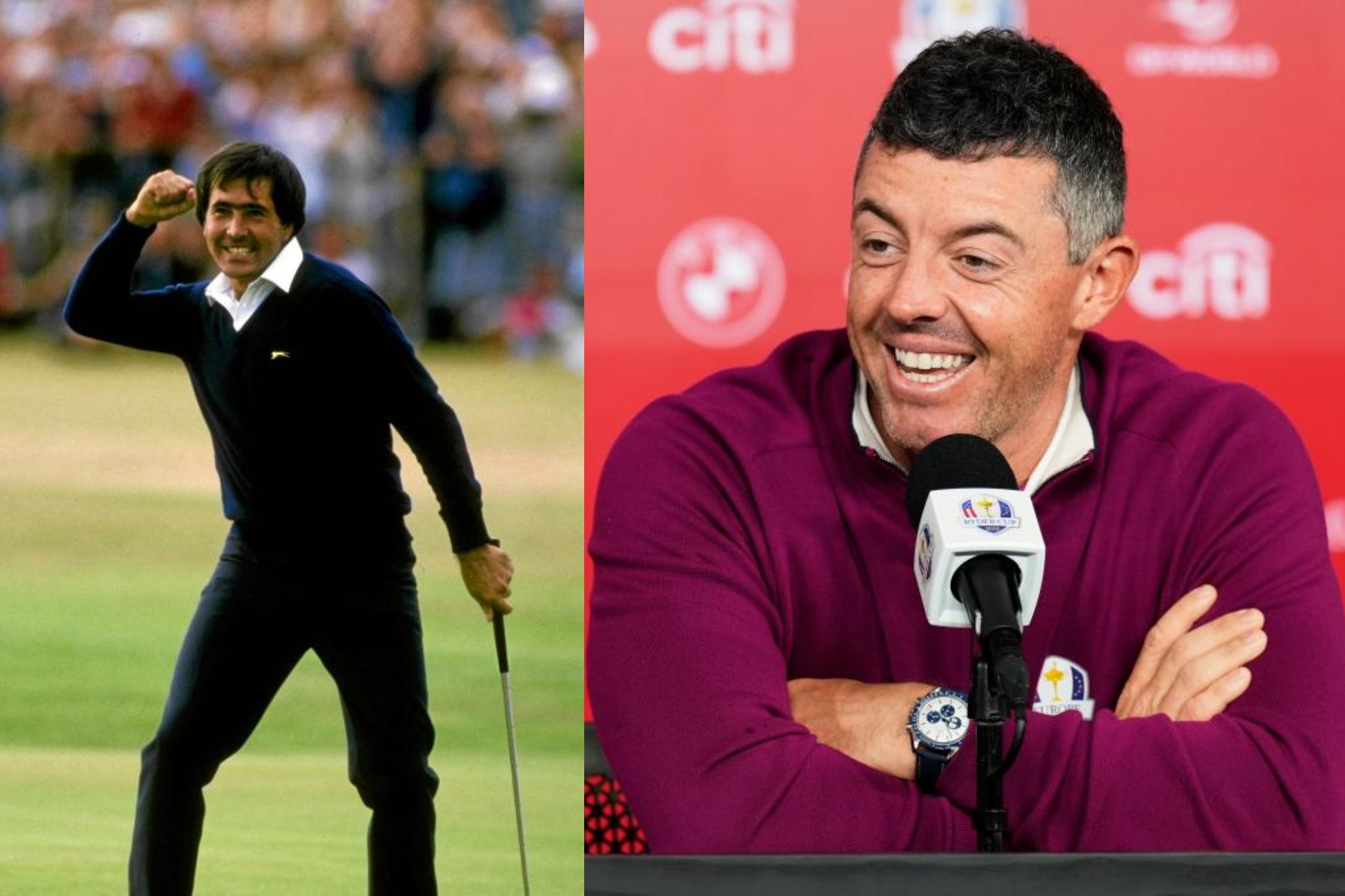 Severiano Ballesteros (izquierda) y Rory McIlroy (derecha).