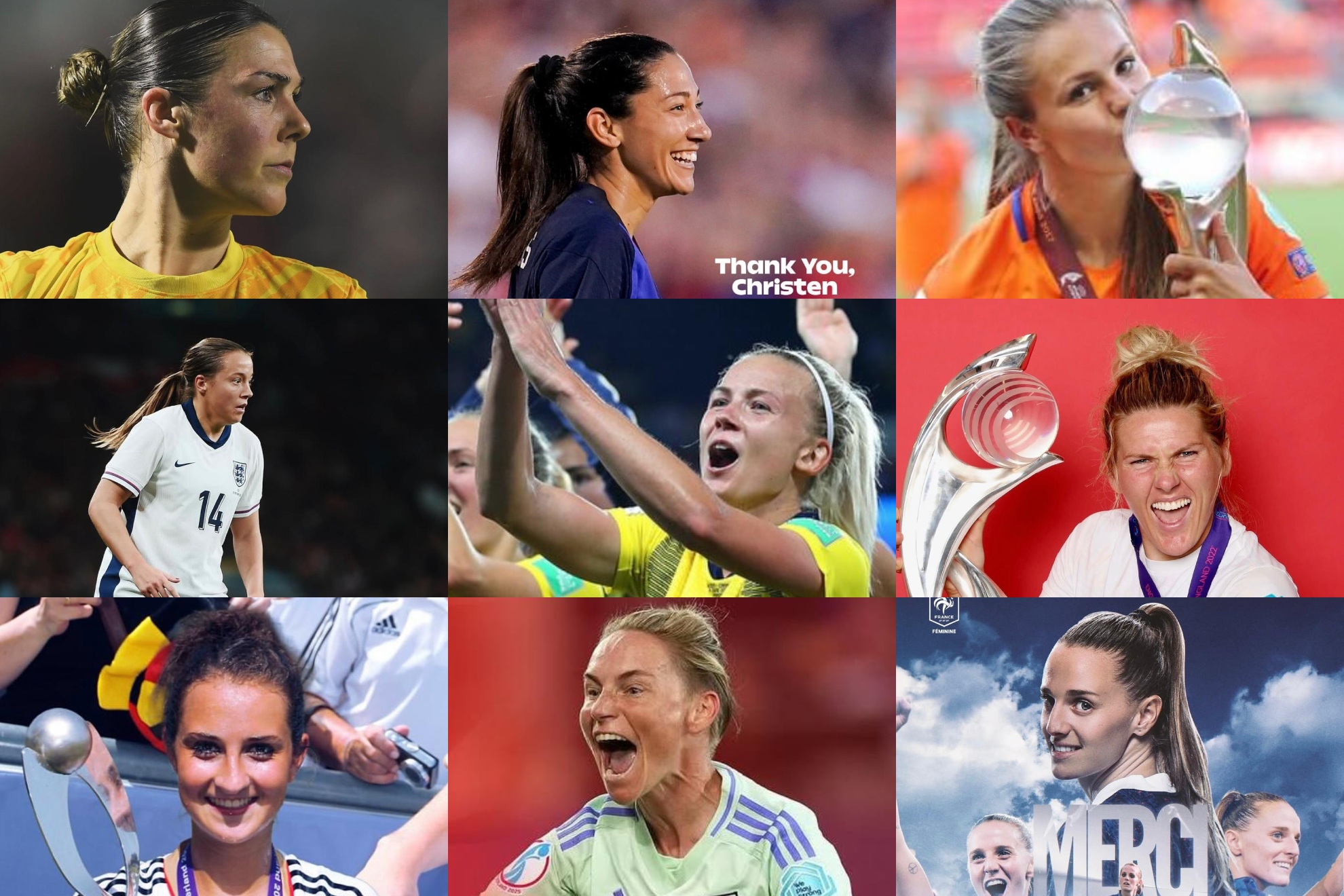 Mary Earps, Christen Press, Lieke Martens, Fran Kirby, Hanna Glas, Millie Bright, Sara Däbritz, Jess Fishlock y Sandie Toletti