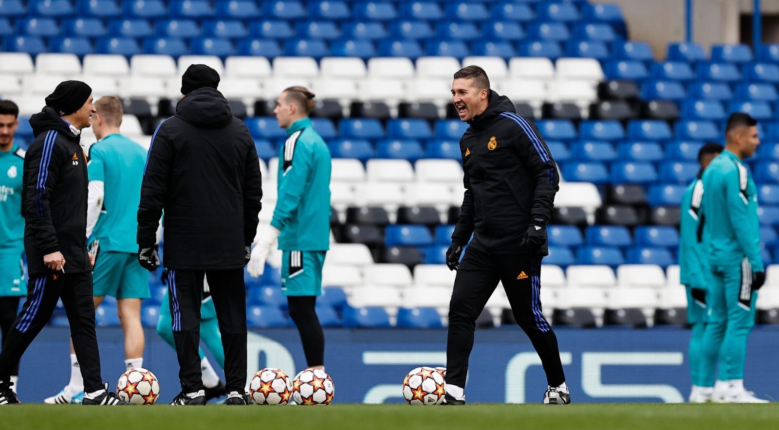 Perdomo durante un entrenamiento del Real Madrid.