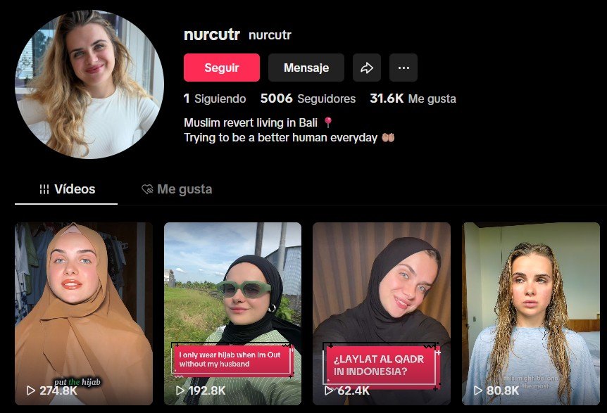 Cuenta secundaria de Marina Yers sobre el islam