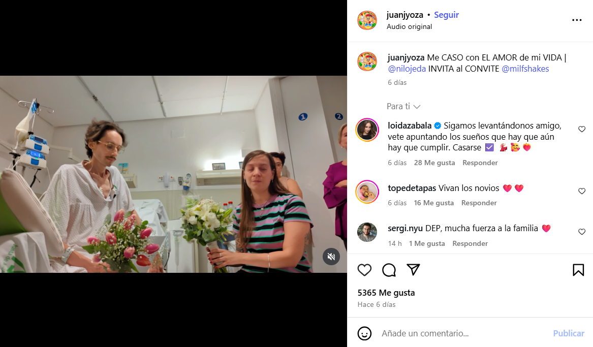 Muere el influencer sevillano Juan Gyoza tras su emotiva boda en el hospital, image size:1167x683