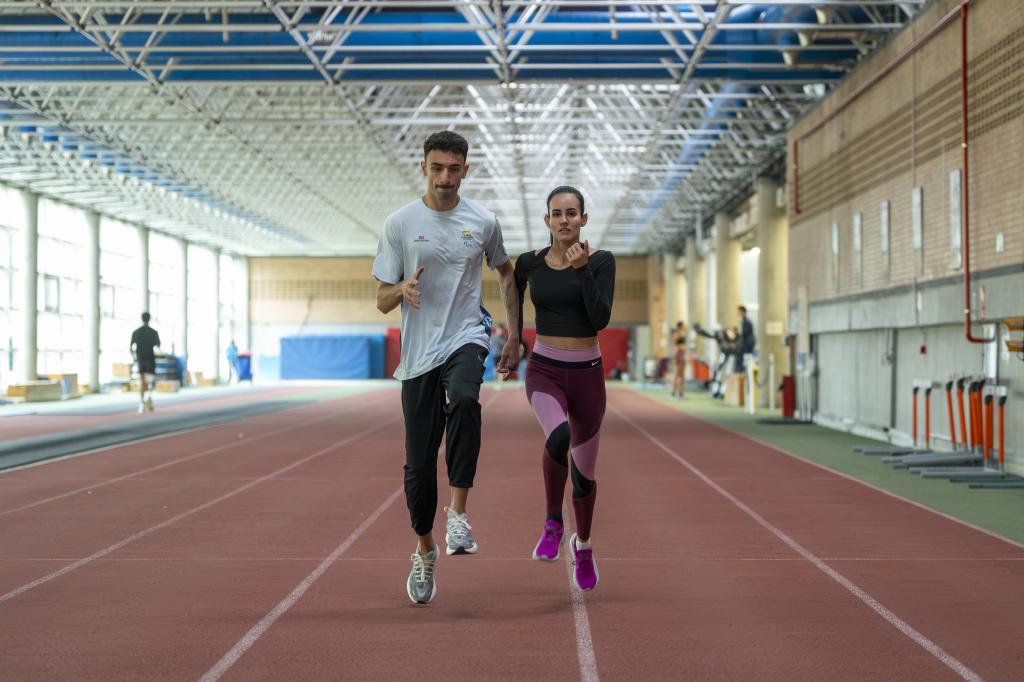 Alba García y Diego Folgado entrenando en el CAR de Madrid.