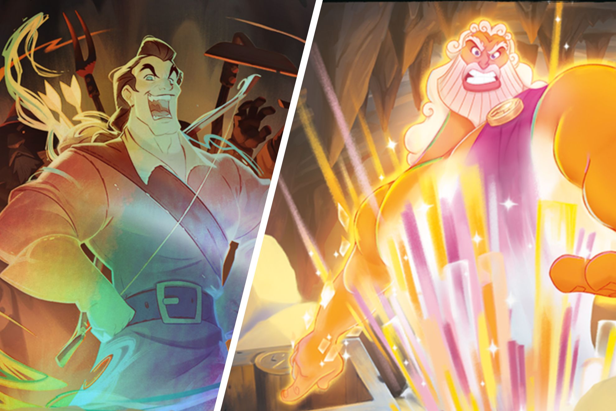 Arte de algunas cartas de Disney Lorcana TCG: Whispers in the Well.