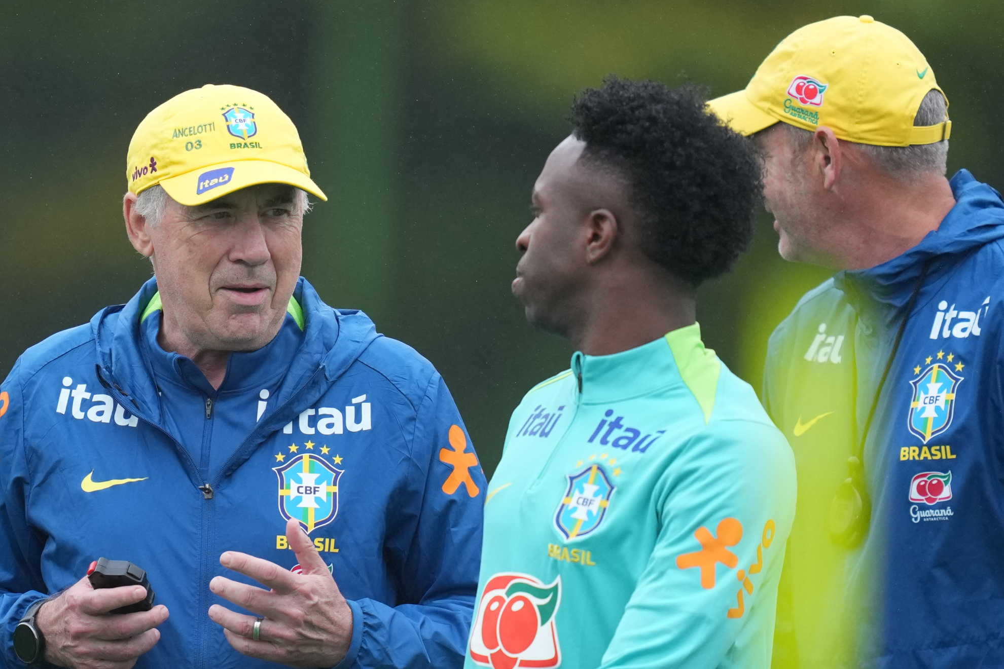 Ancelotti y Vinicius, con Brasil