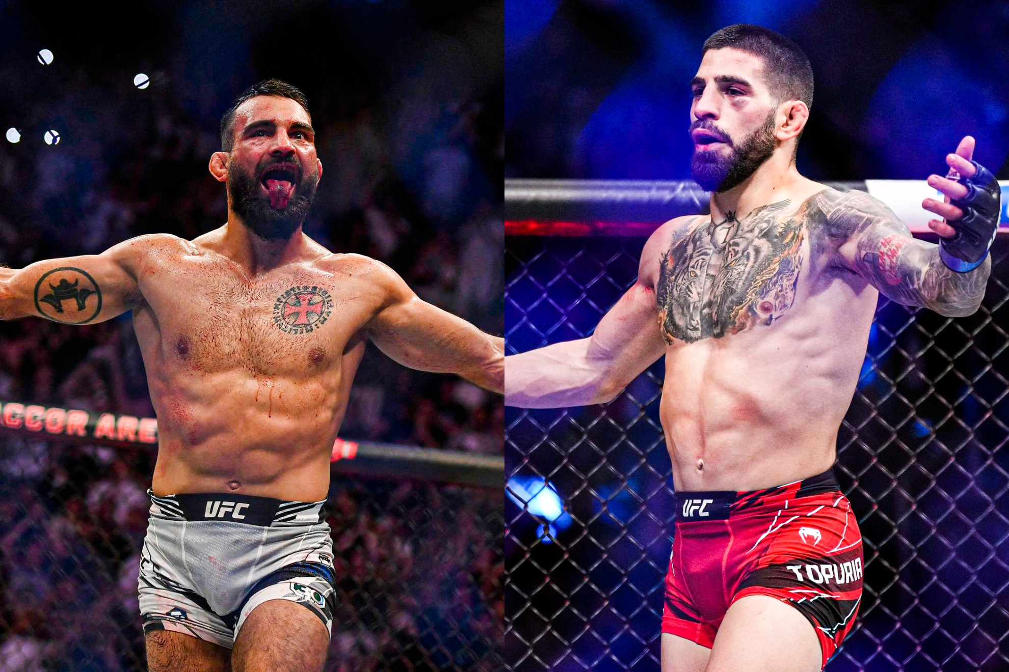 Montaje fotográfico de Benoit Saint-Denis e Ilia Topuria.