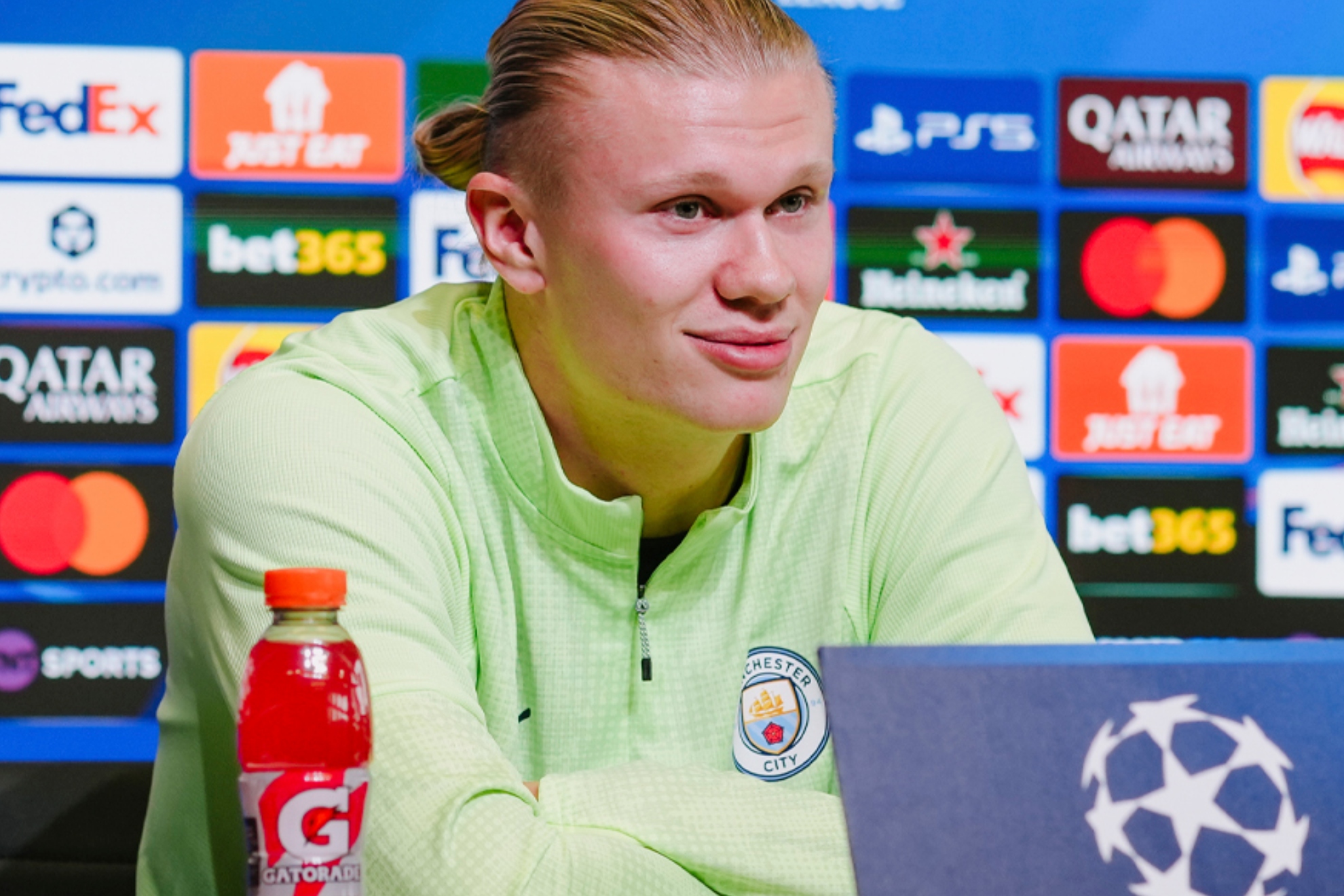 Erling Haaland, en rueda de prensa.