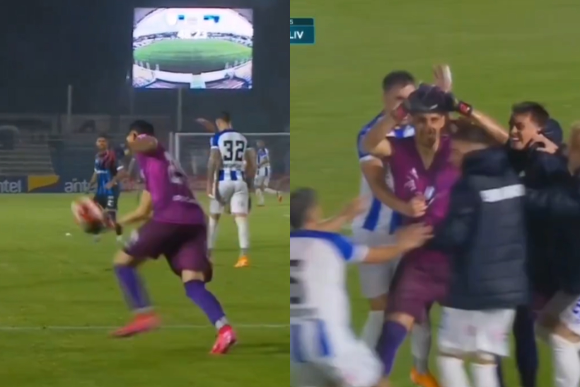 Golpeo y celebración del gol de Gino Santilli.