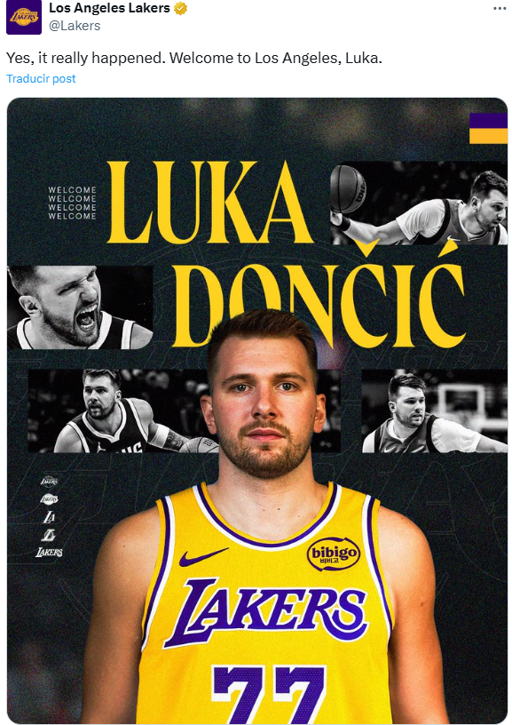 Así anunciaron los Lakers la llegada de Doncic