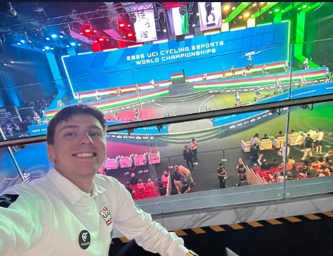 Pogacar, durante el acto.