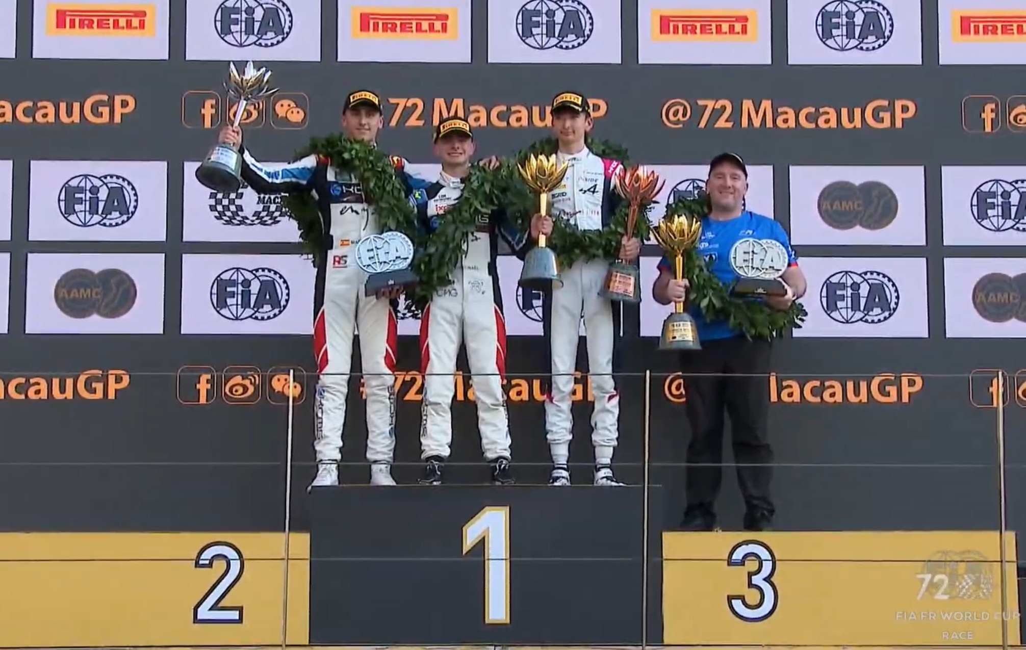 El podio del Gran Premio de Macao 2025 de Fórmula Regional.