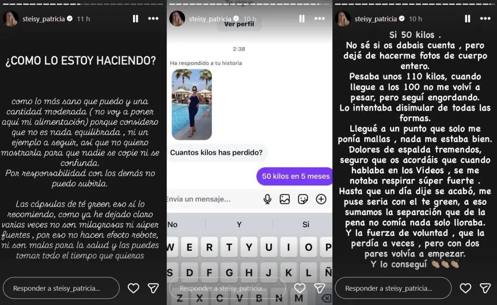 Las palabras de Patricia Steisy hablando de su cambio físico.