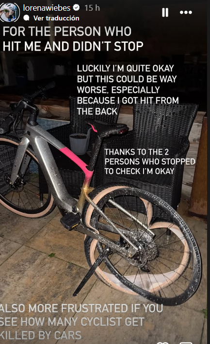 Estado de la bicicleta de Weibes tras el accidente.